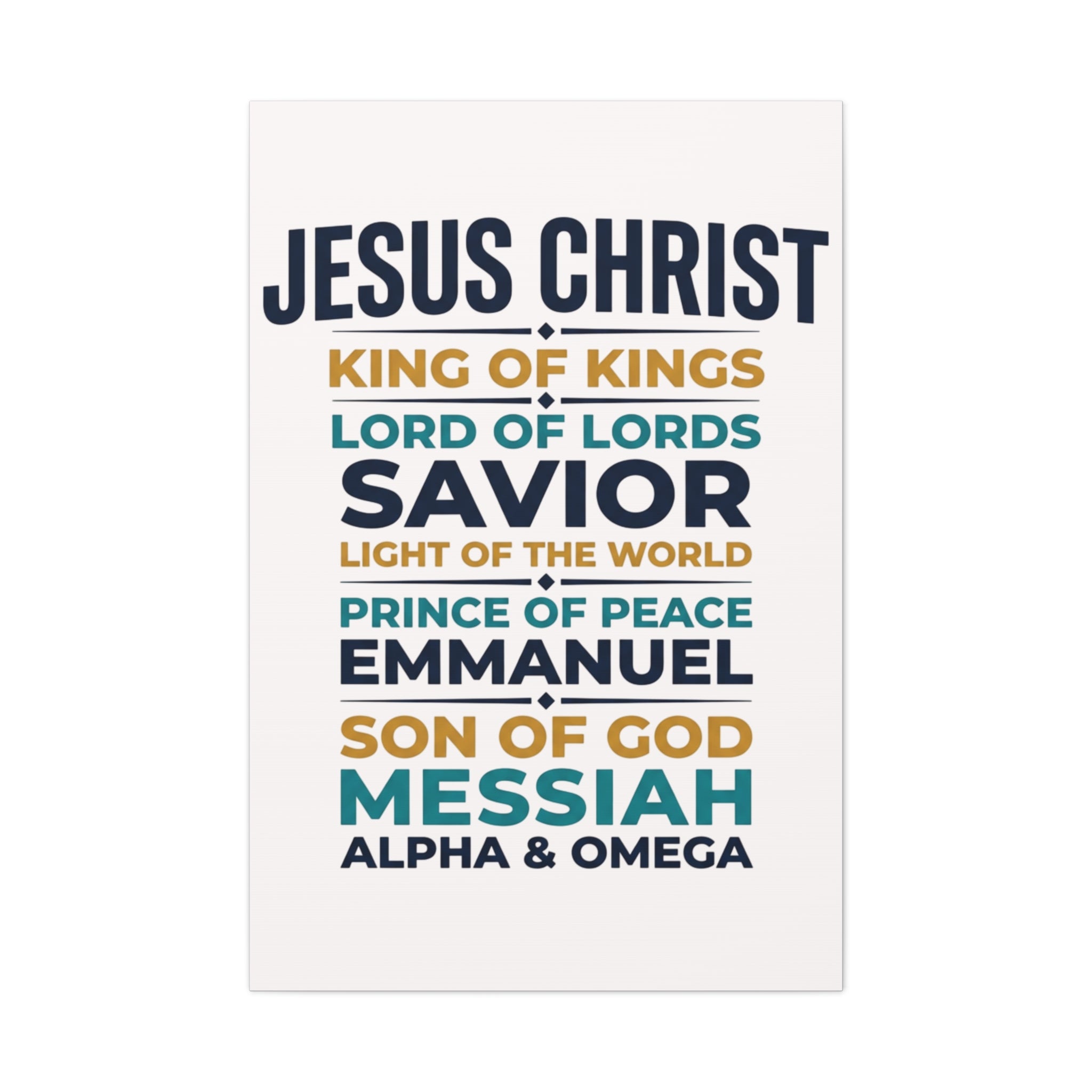 Jesus Christ Typography Wall Art Canvas | Matte Stretched Canvas