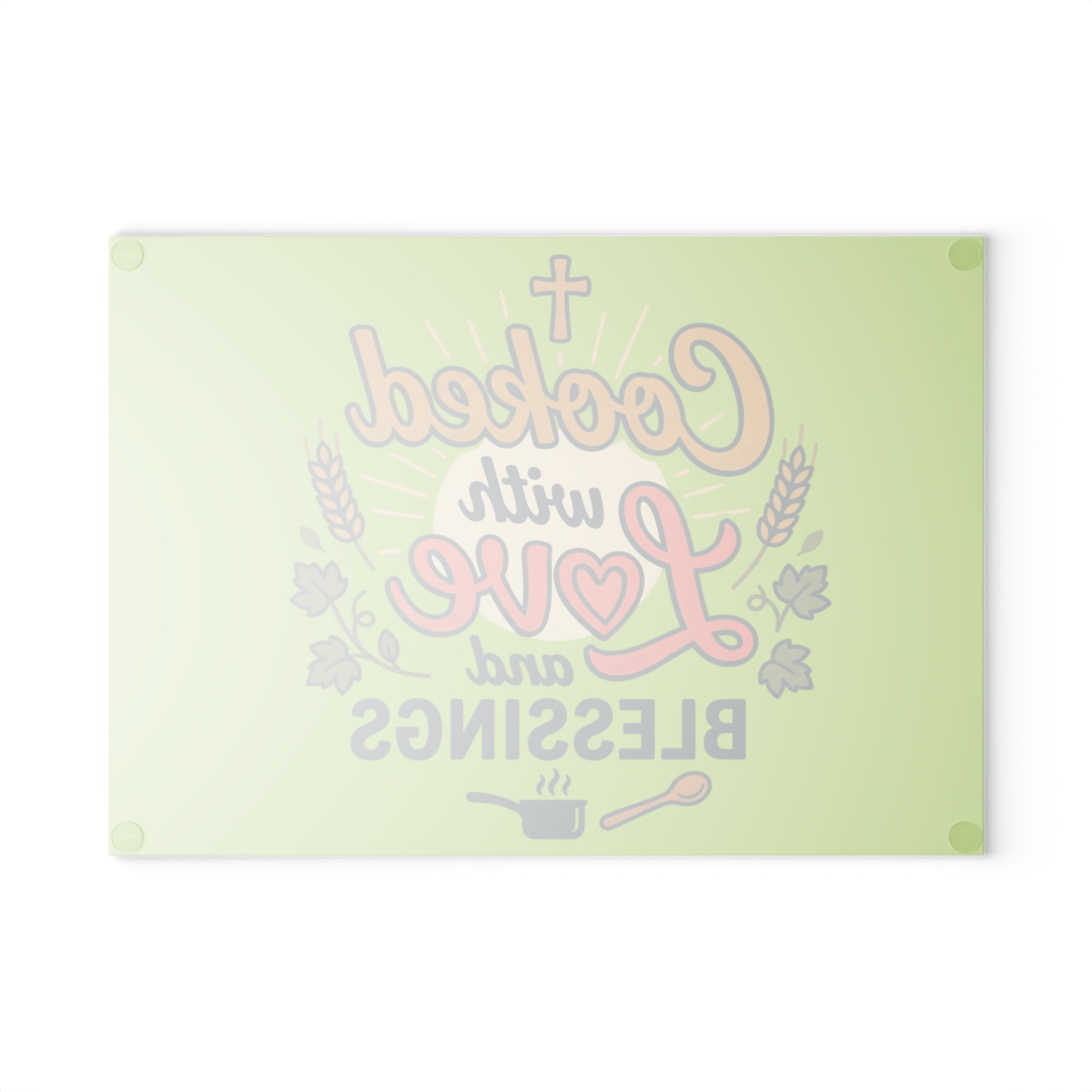 Cooked with Love Red Glass Cutting Board | Religious Kitchen Décor