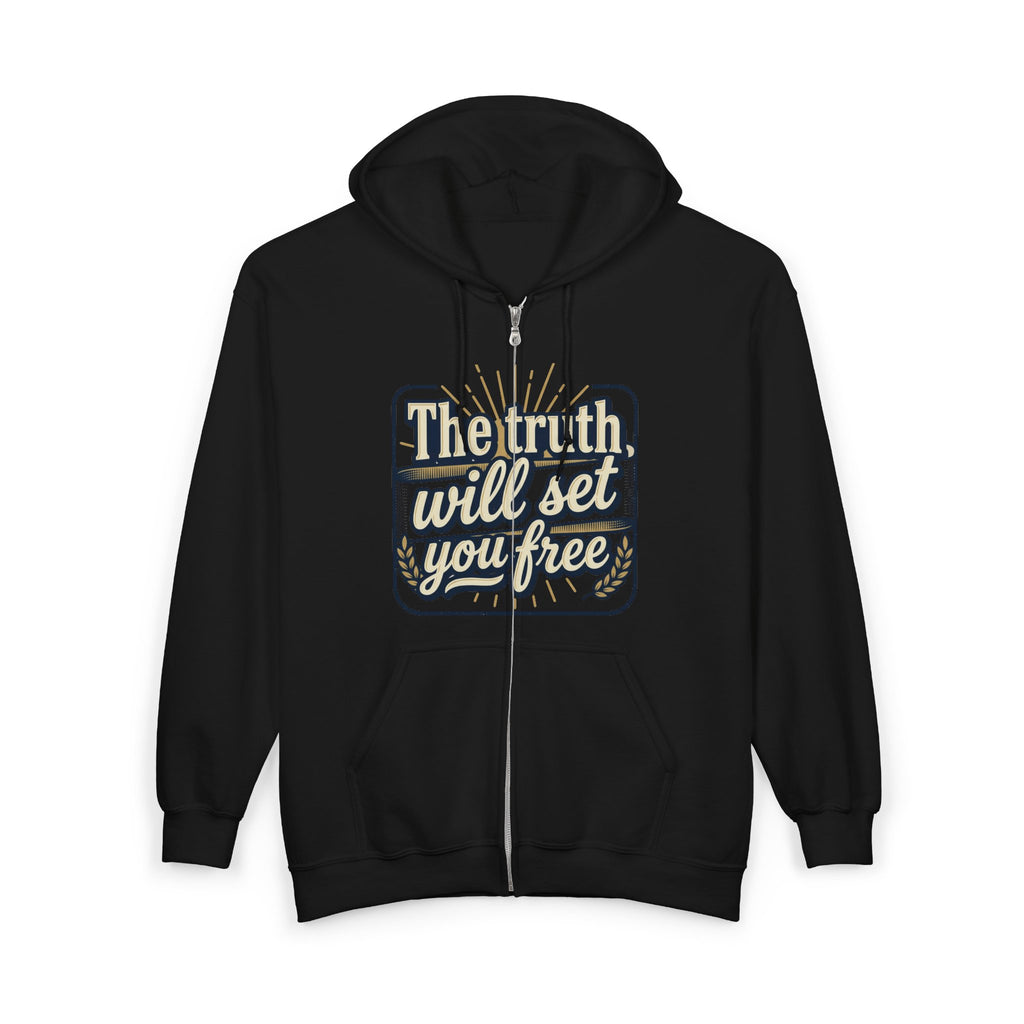 Zip Hoodie — “The truth will set you free” Inspirational Graphic Zip-Up