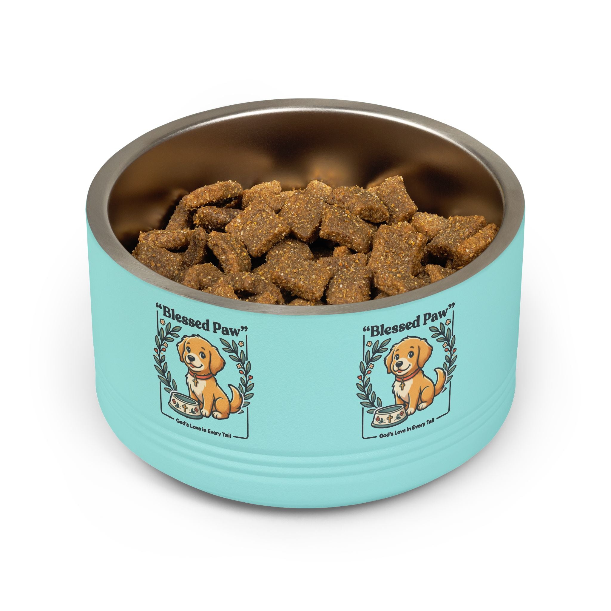 Dog Feeding Bowl — 18oz Stainless Pet Bowl with Cute Puppy Design