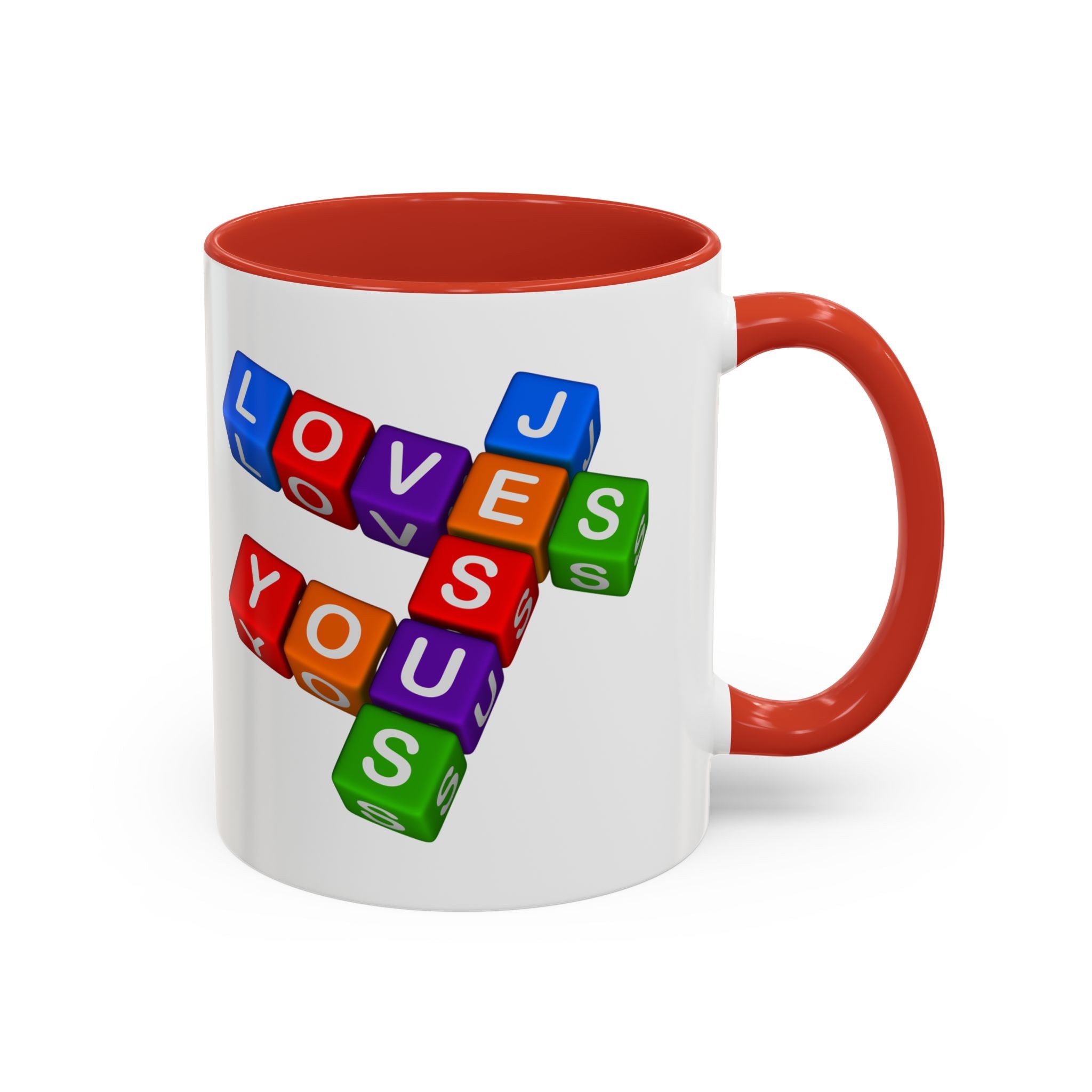 Colorful Letter Blocks 'Jesus Loves You' Mug | Accent Coffee Mug