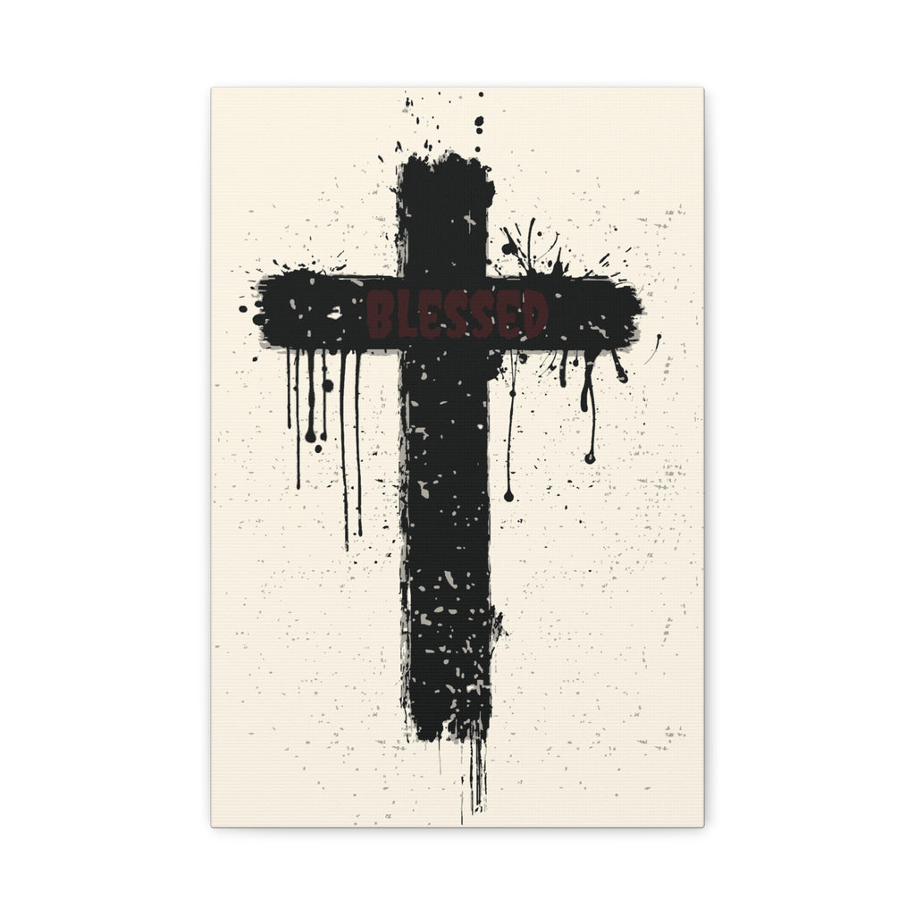 Black Drip Cross Matte Canvas