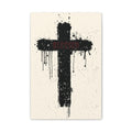 Black Drip Cross Matte Canvas