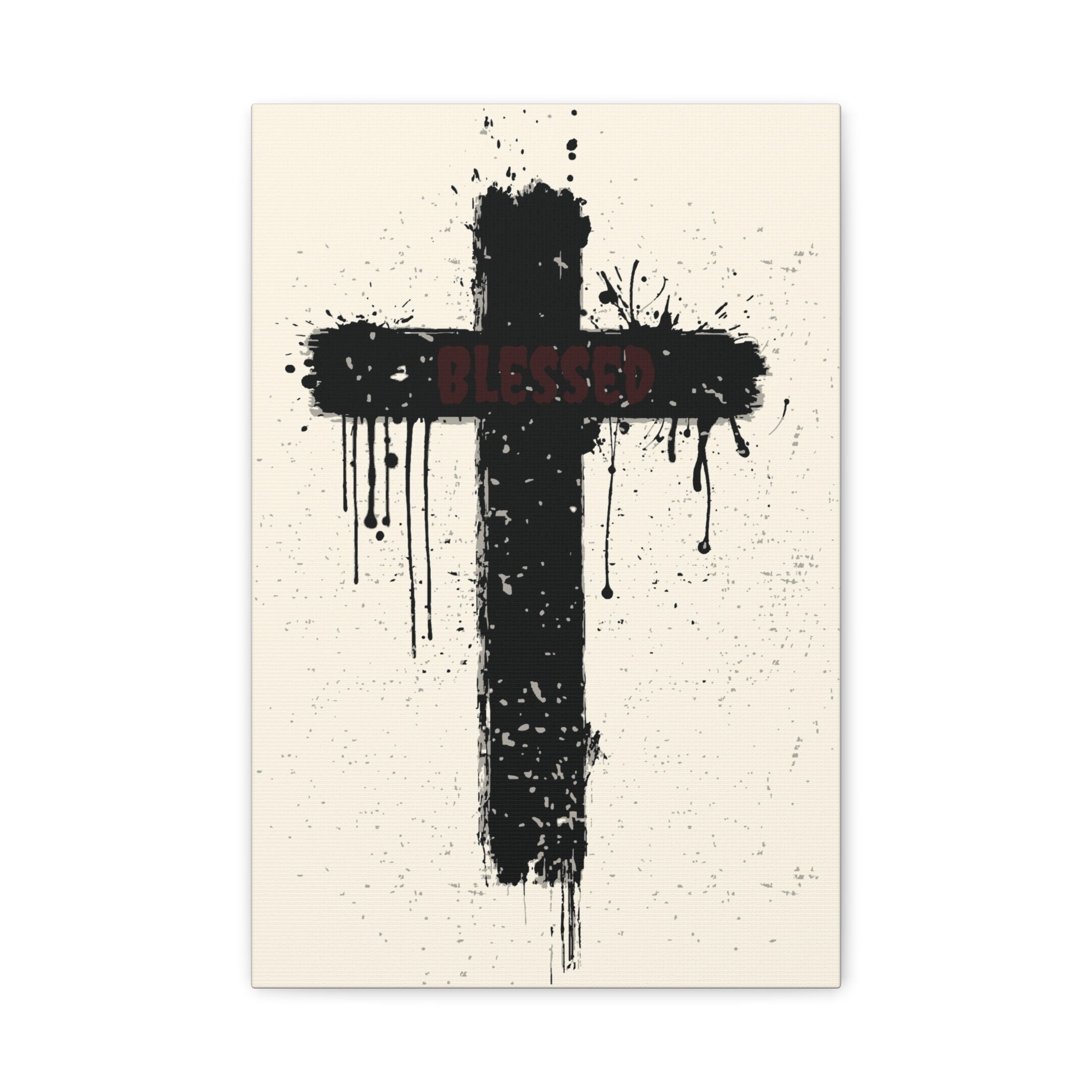 Black Drip Cross Matte Canvas