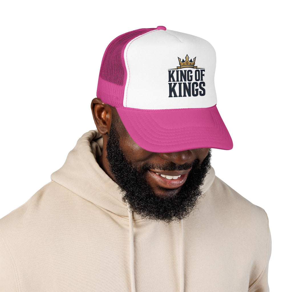 King of Kings Trucker Hat – Foam Mesh Baseball Cap with Gold Crown Design