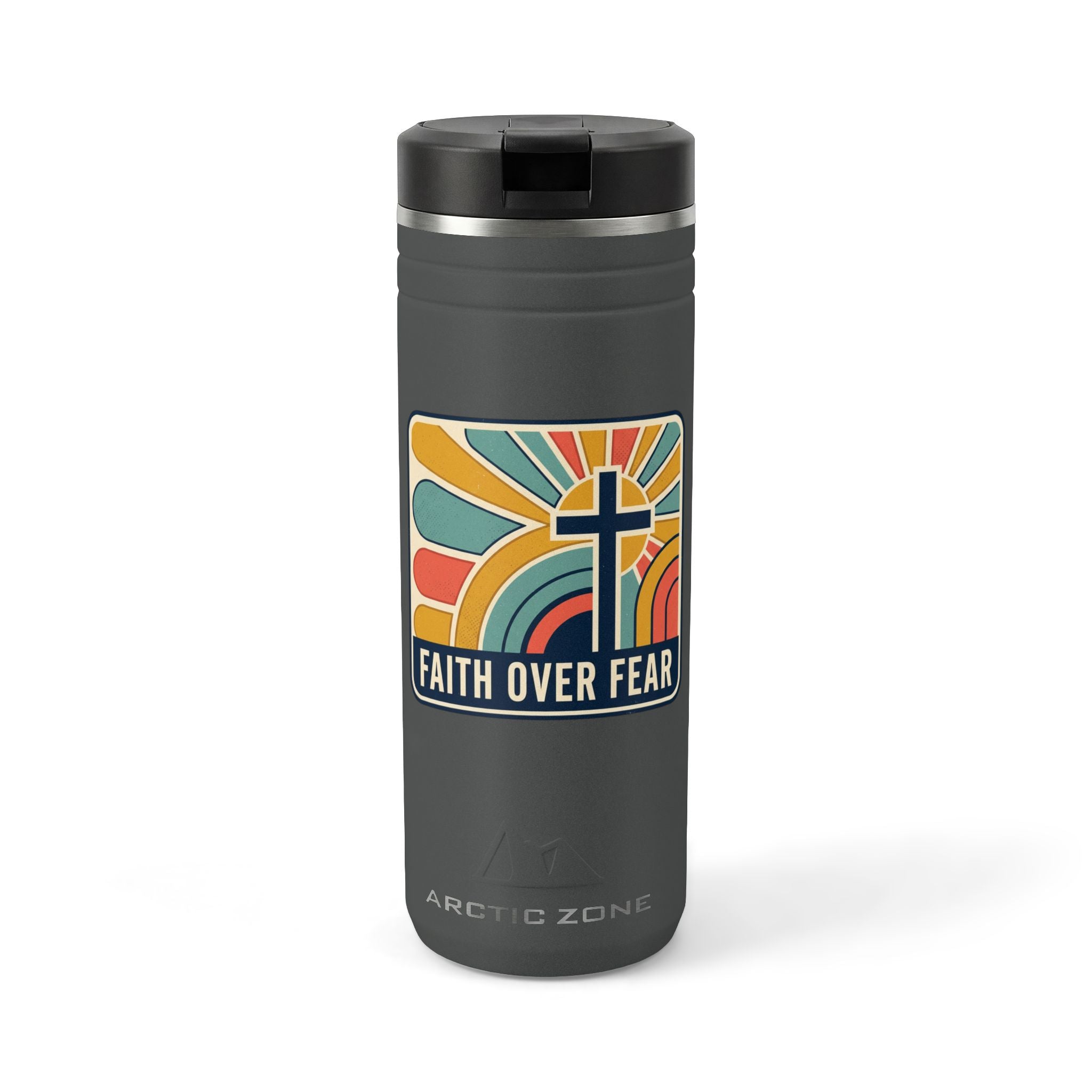Faith over Fear emblem tumbler | Stainless steel straw tumbler 24oz