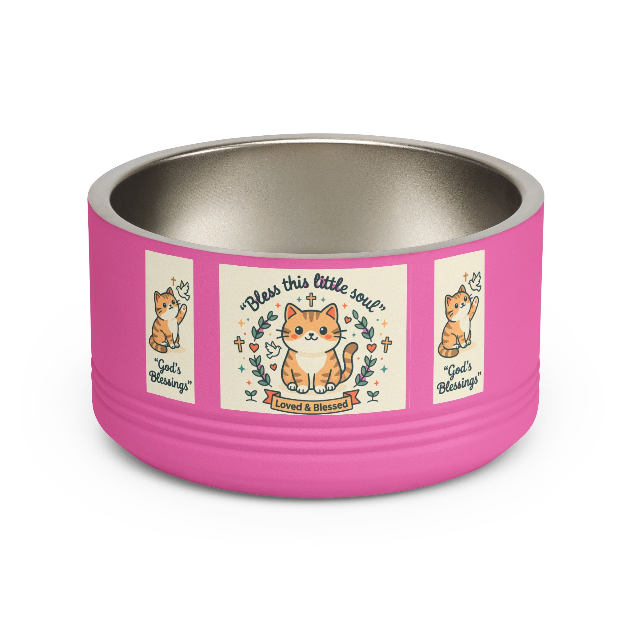 Cute Cat Pet Bowl — "Bless this little soul" 18oz Stainless Steel Bowl