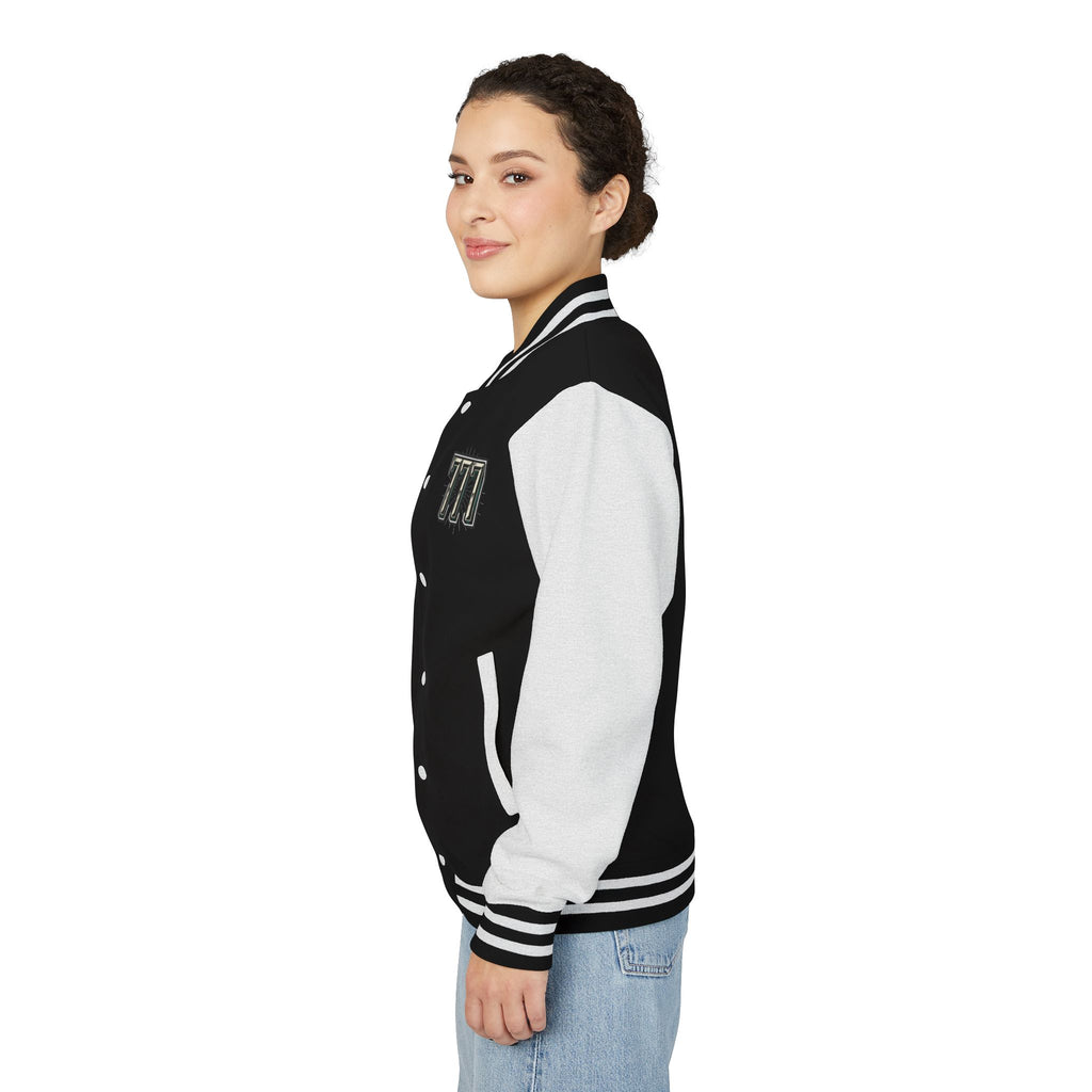 777 Emblem Letterman Jacket | Red White Varsity