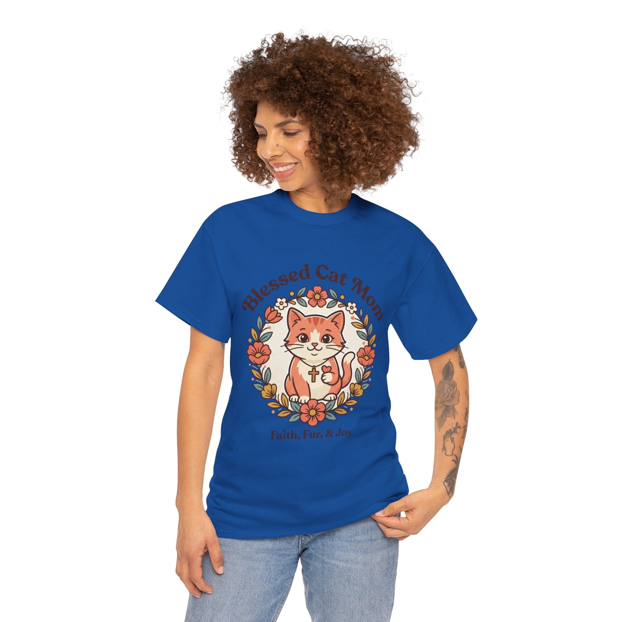 Blessed Cat Mom T-Shirt – Faith, Fur & Joy Floral Cat Mom Tee