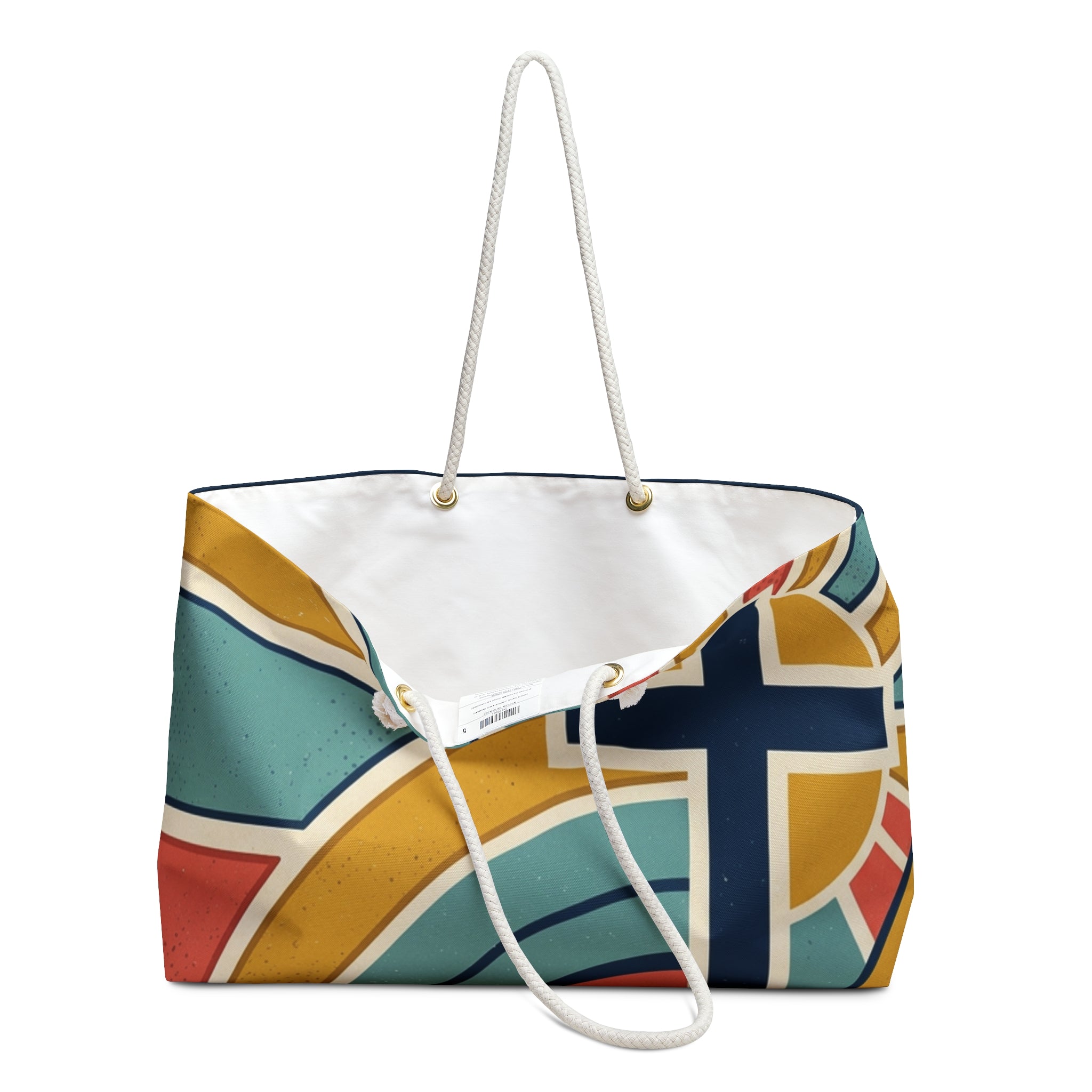 Retro Sunburst Cross Weekender Bag | Colorful Christian Travel Tote
