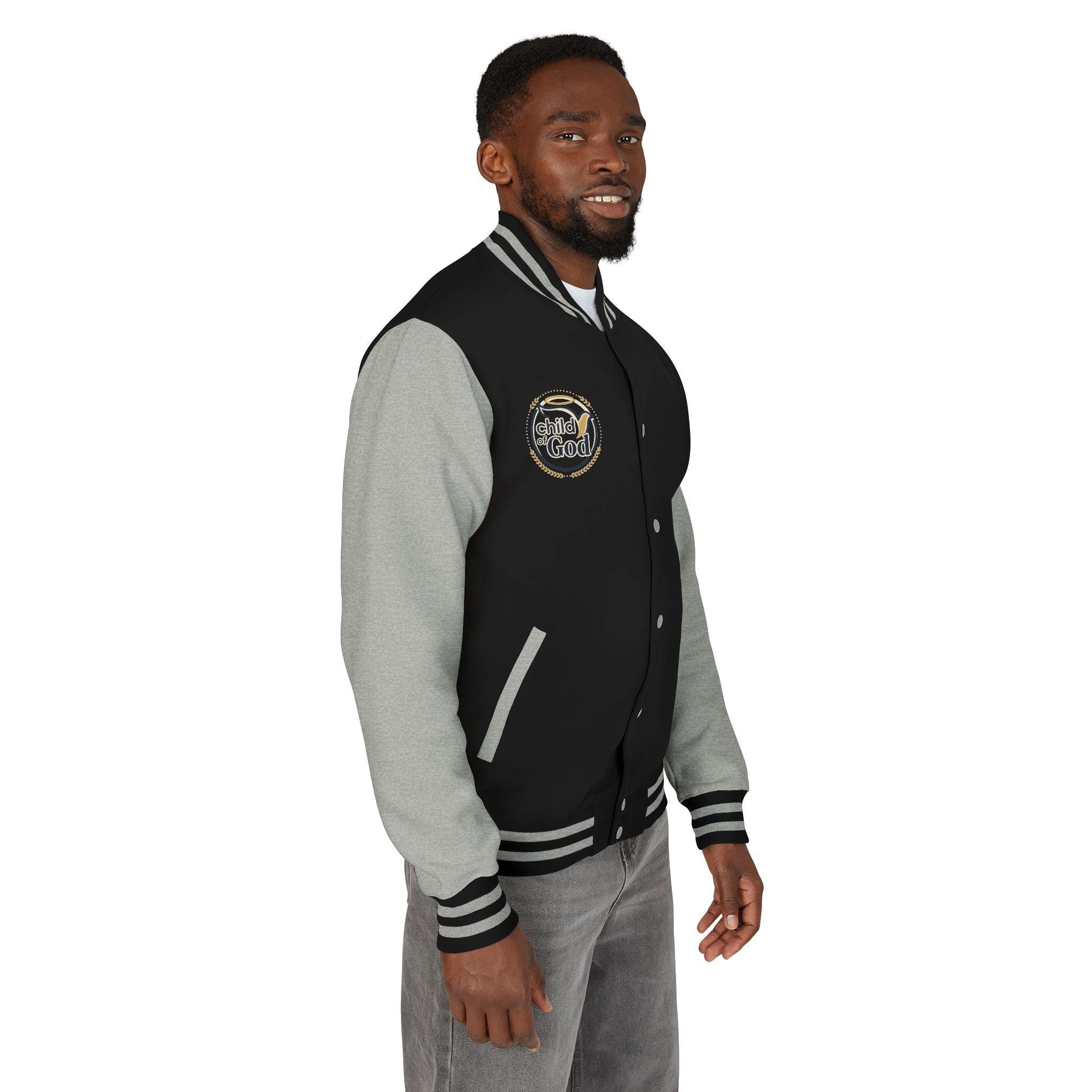 Child of God Emblem Letterman Jacket | Red White Varsity