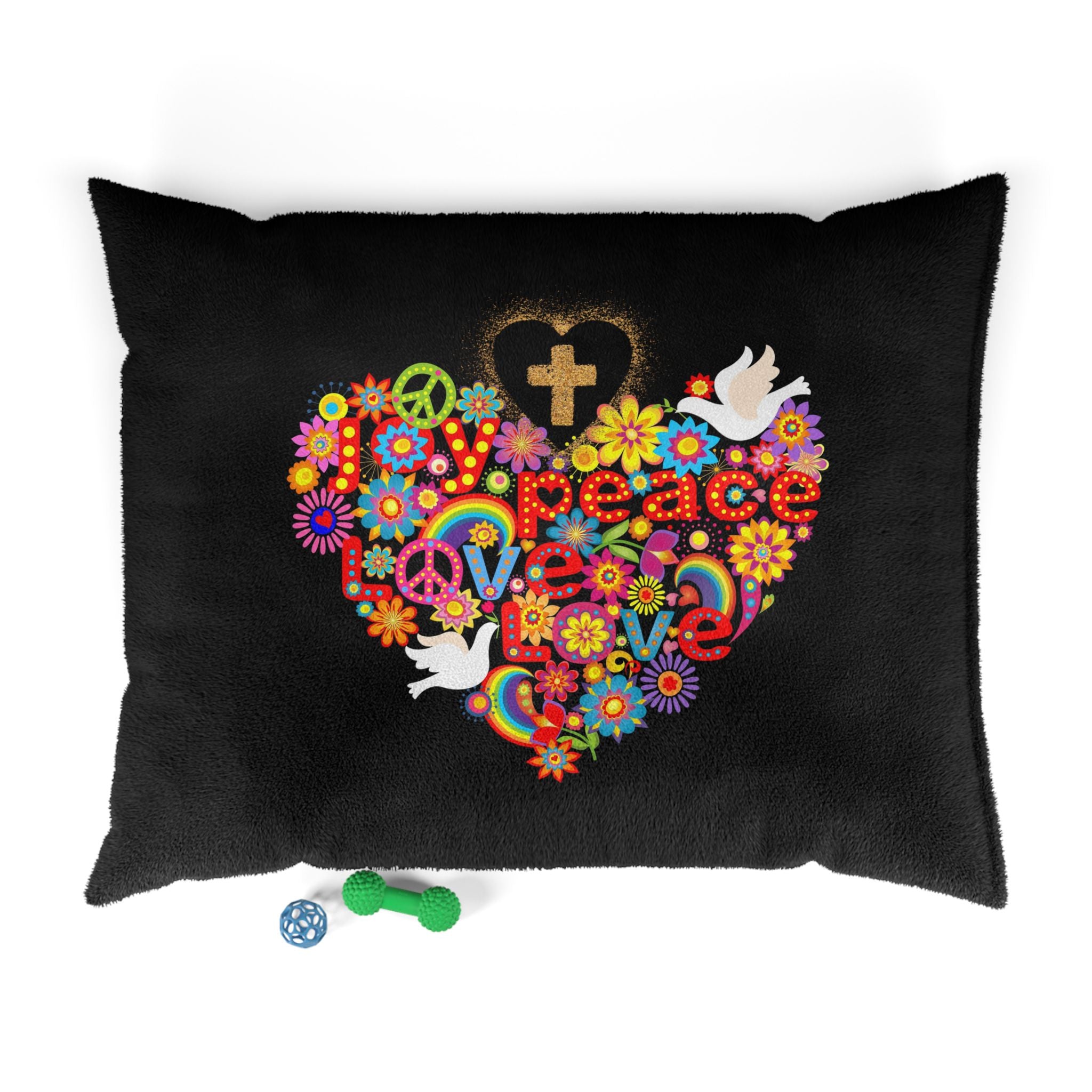 Peace & Love Floral Heart Pet Bed