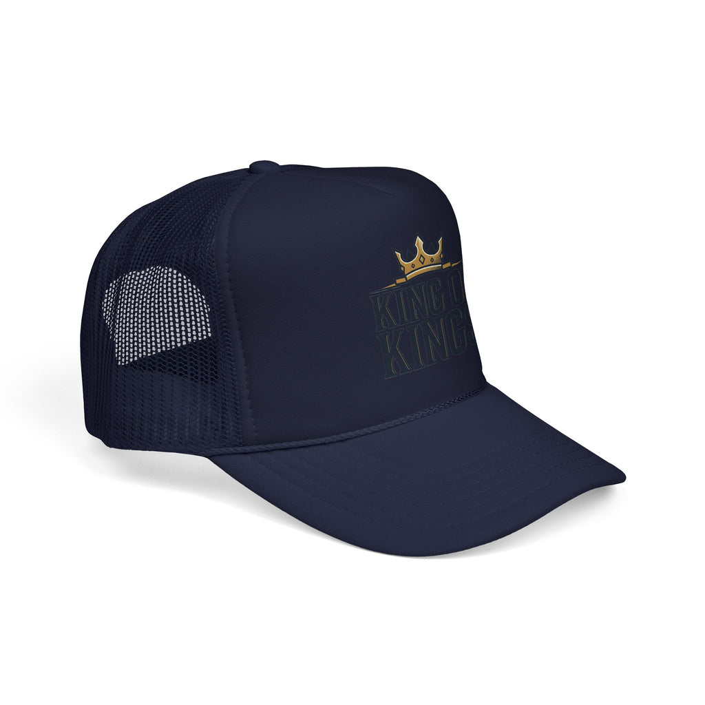 King of Kings Trucker Hat – Foam Mesh Baseball Cap with Gold Crown Design