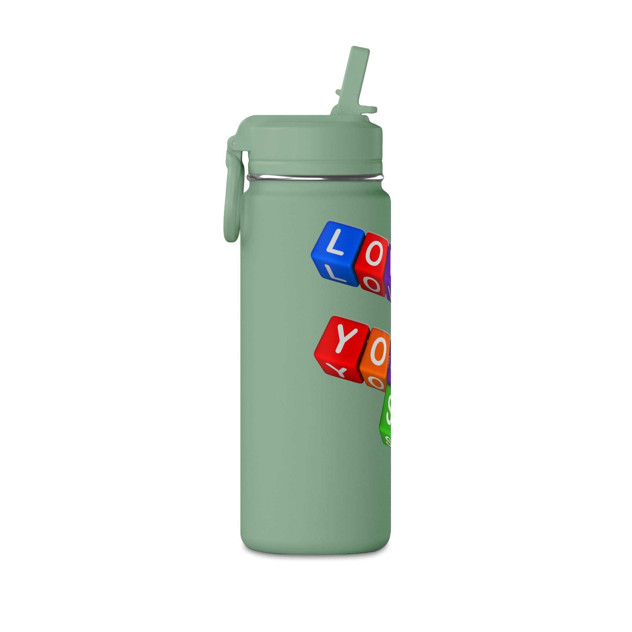 Color Block Letter Cubes Loves You Water Bottle | 20oz Mini