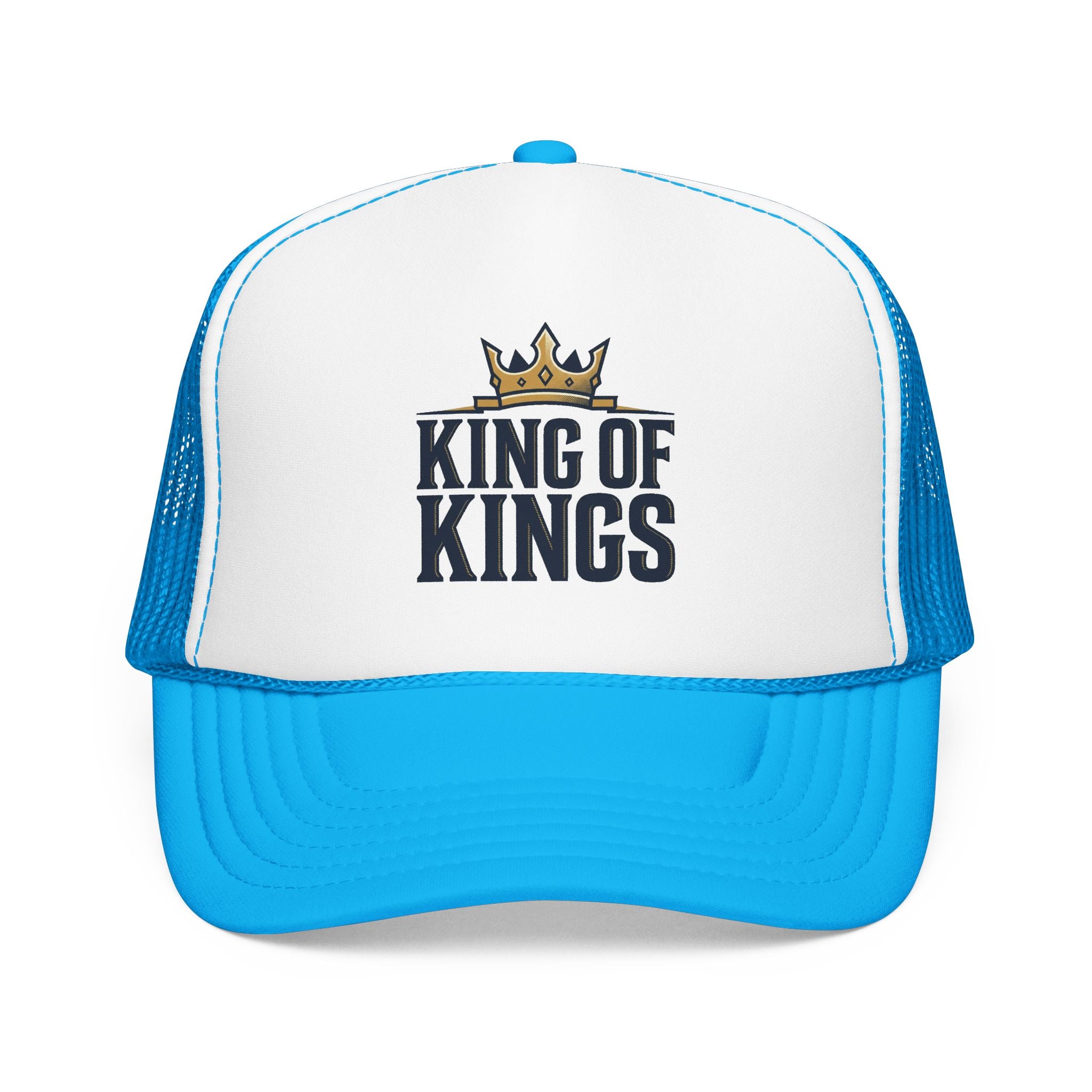 King of Kings Trucker Hat – Foam Mesh Baseball Cap with Gold Crown Design
