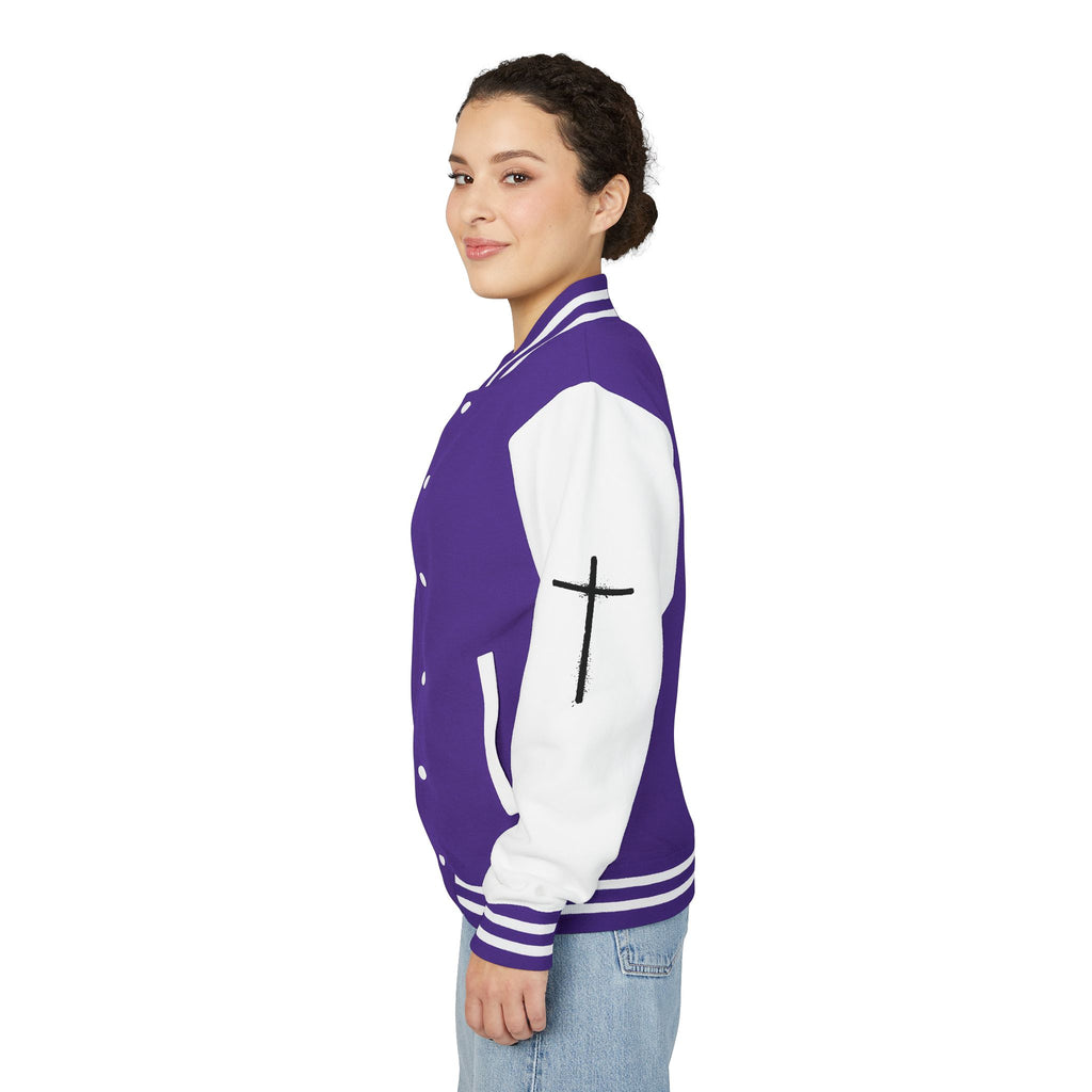 Cross Emblem Letterman Jacket | Red White Varsity