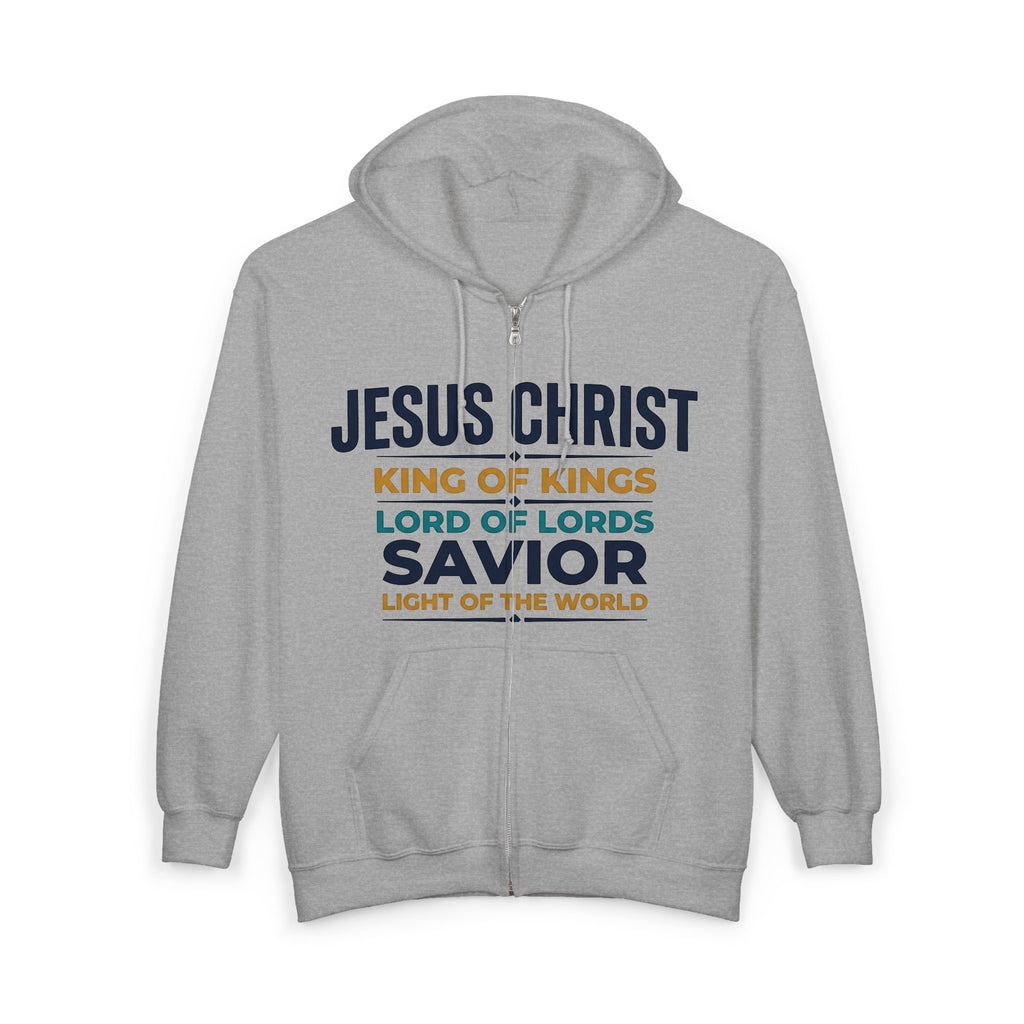 King of Kings Hoodie — Religious Faith Unisex Zip-Up Sweatshirt