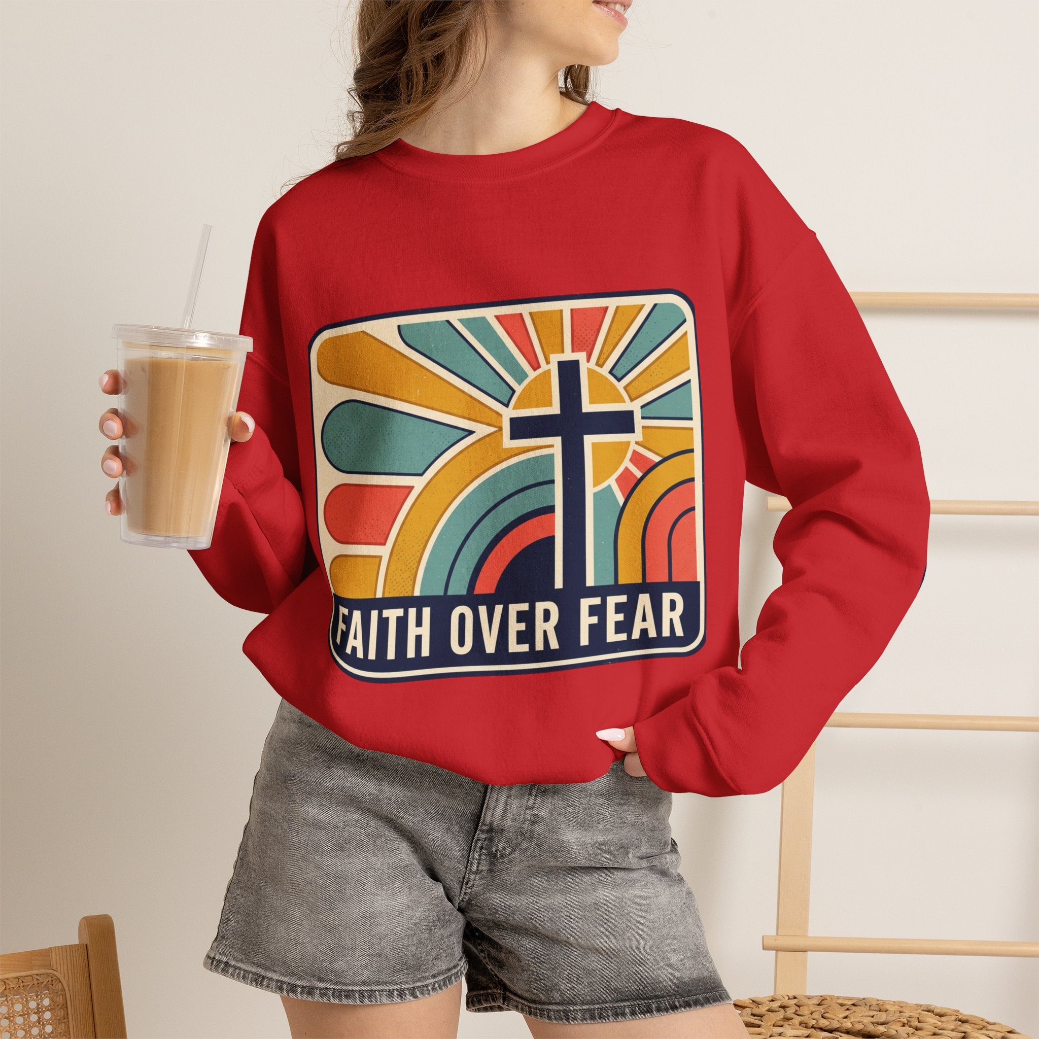 Faith Over Fear Christian Heavy Blend™ Crewneck Sweatshirt