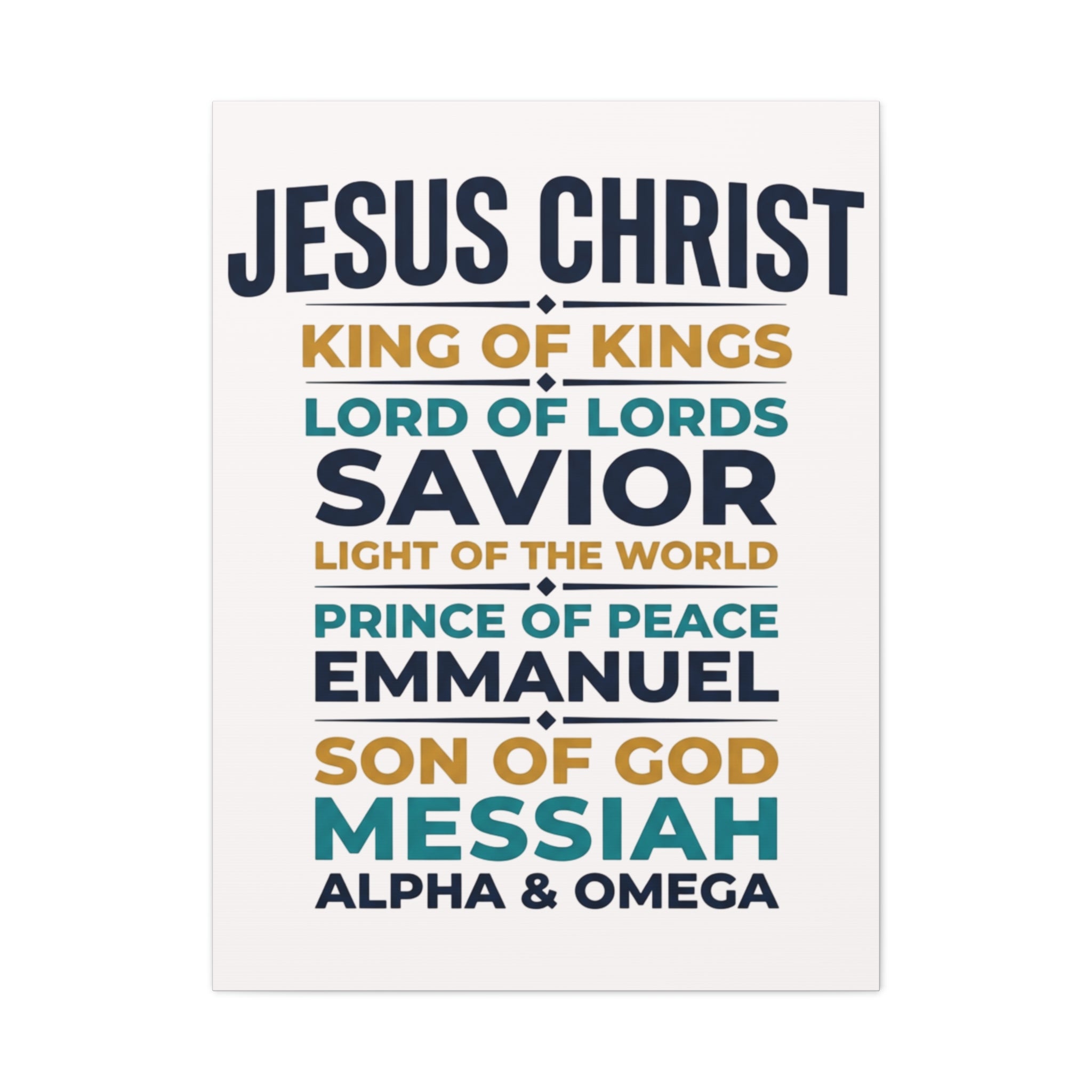 Jesus Christ Typography Wall Art Canvas | Matte Stretched Canvas