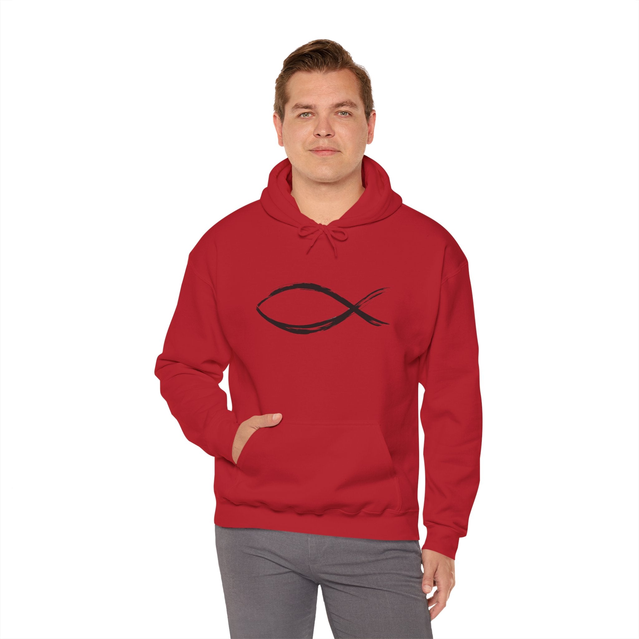 Christian Fish Symbal Heavy Blend™ Hooded Sweatshirt