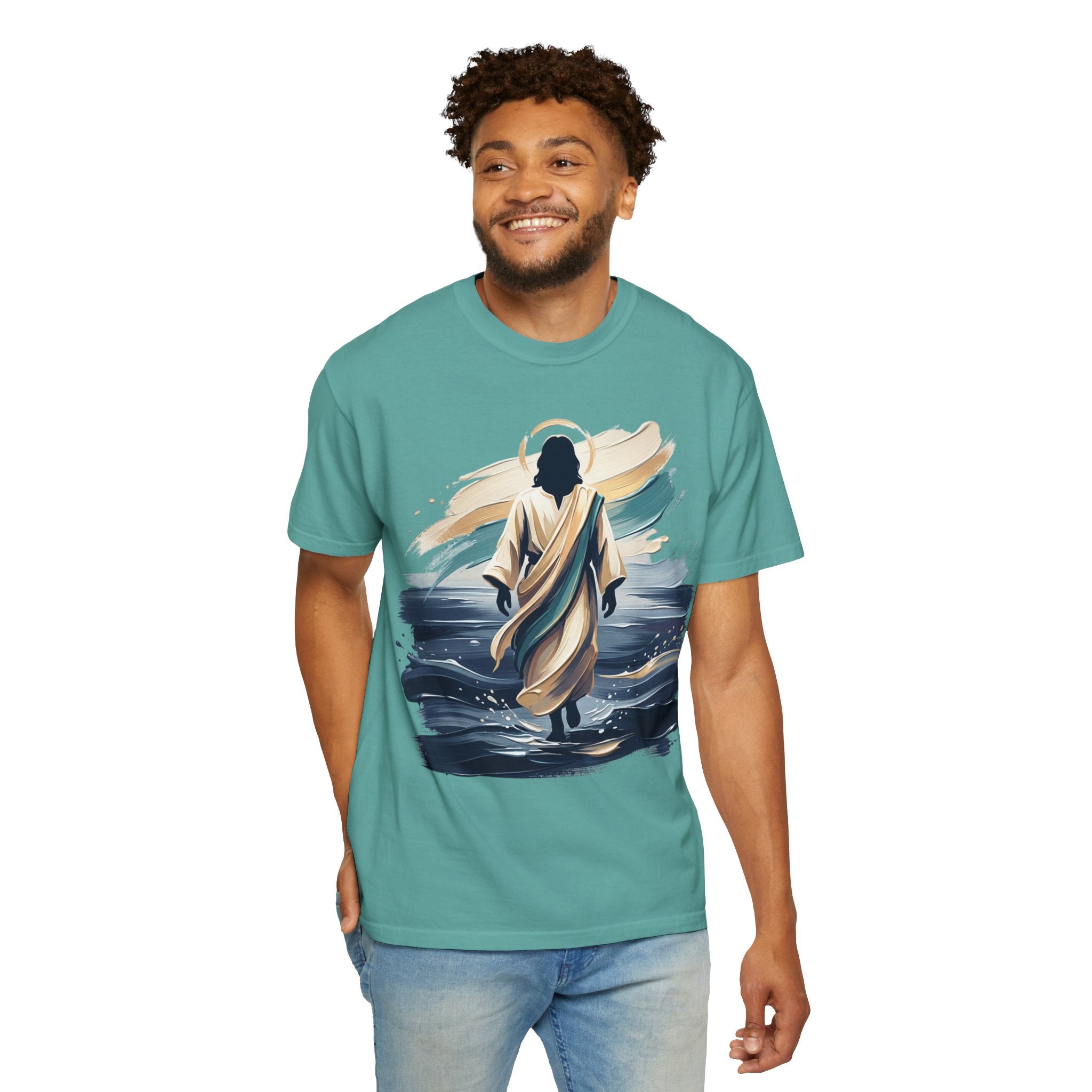 Jesus Walking on Water T-Shirt — Inspirational Christian Faith Tee