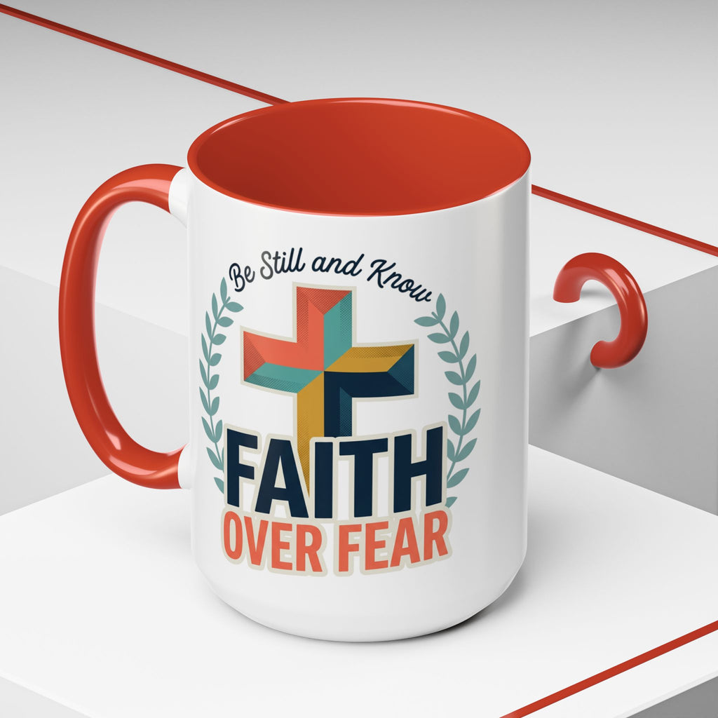 Faith Over Fear Accent Coffee Mug – Christian Inspirational 11/15oz