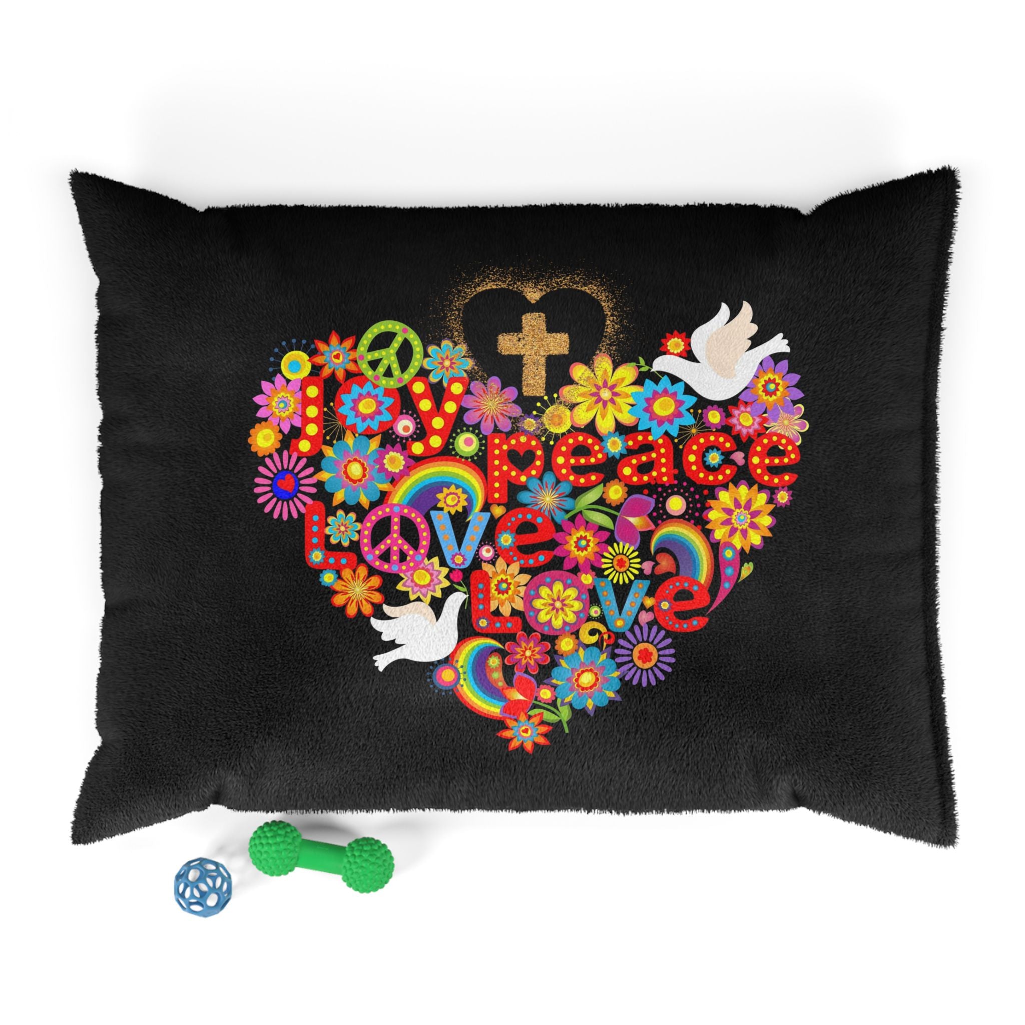 Peace & Love Floral Heart Pet Bed