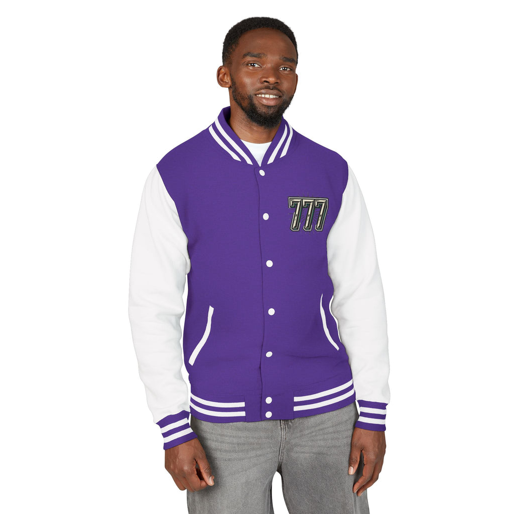 777 Emblem Letterman Jacket | Red White Varsity