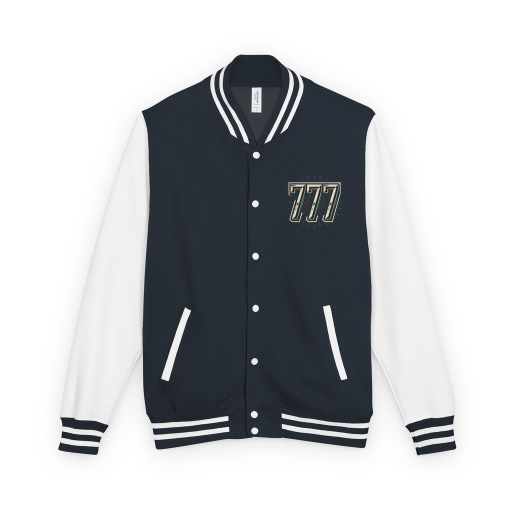 777 Emblem Letterman Jacket | Red White Varsity