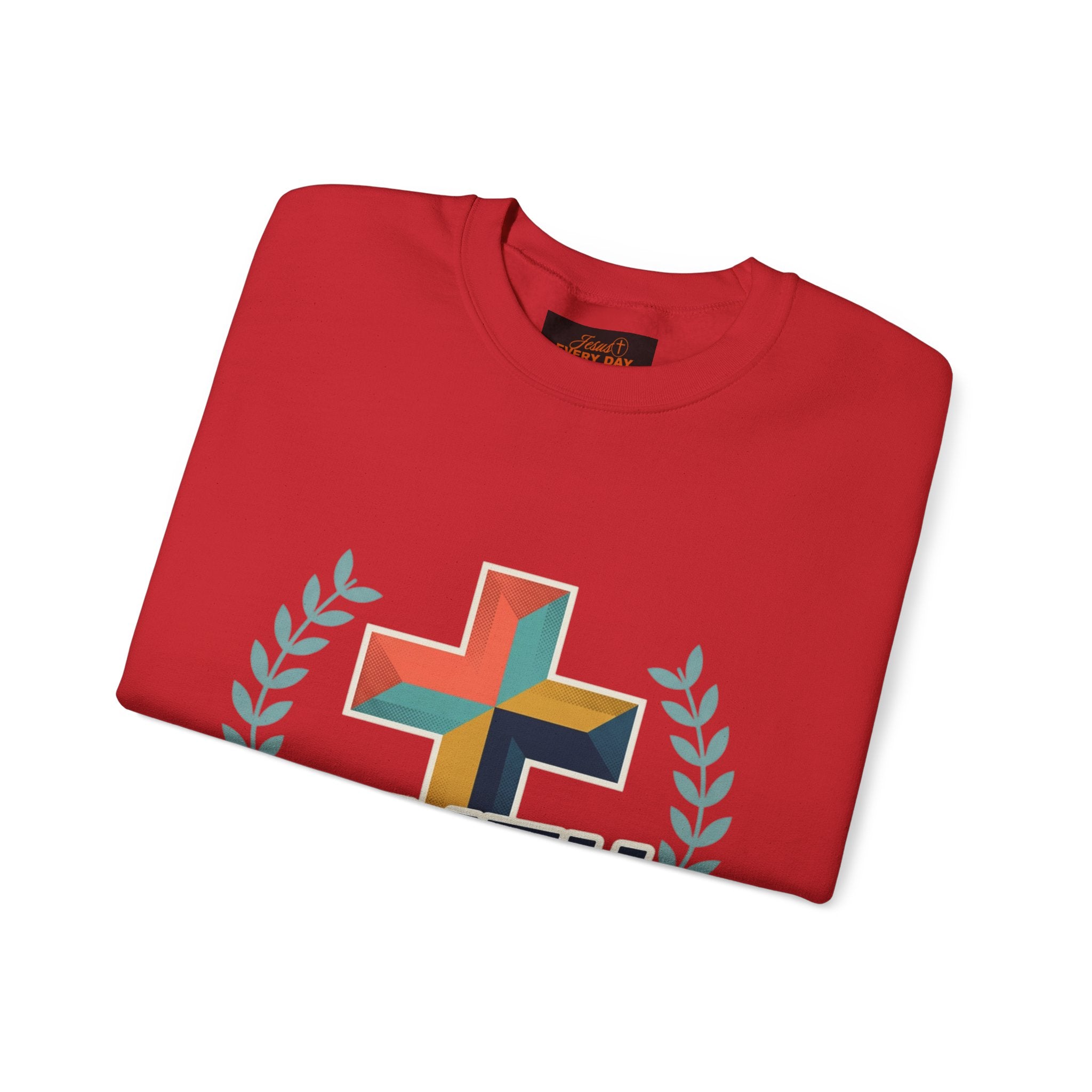 Faith Over Fear Crewneck Sweatshirt — Christian Cross Inspirational Pullover
