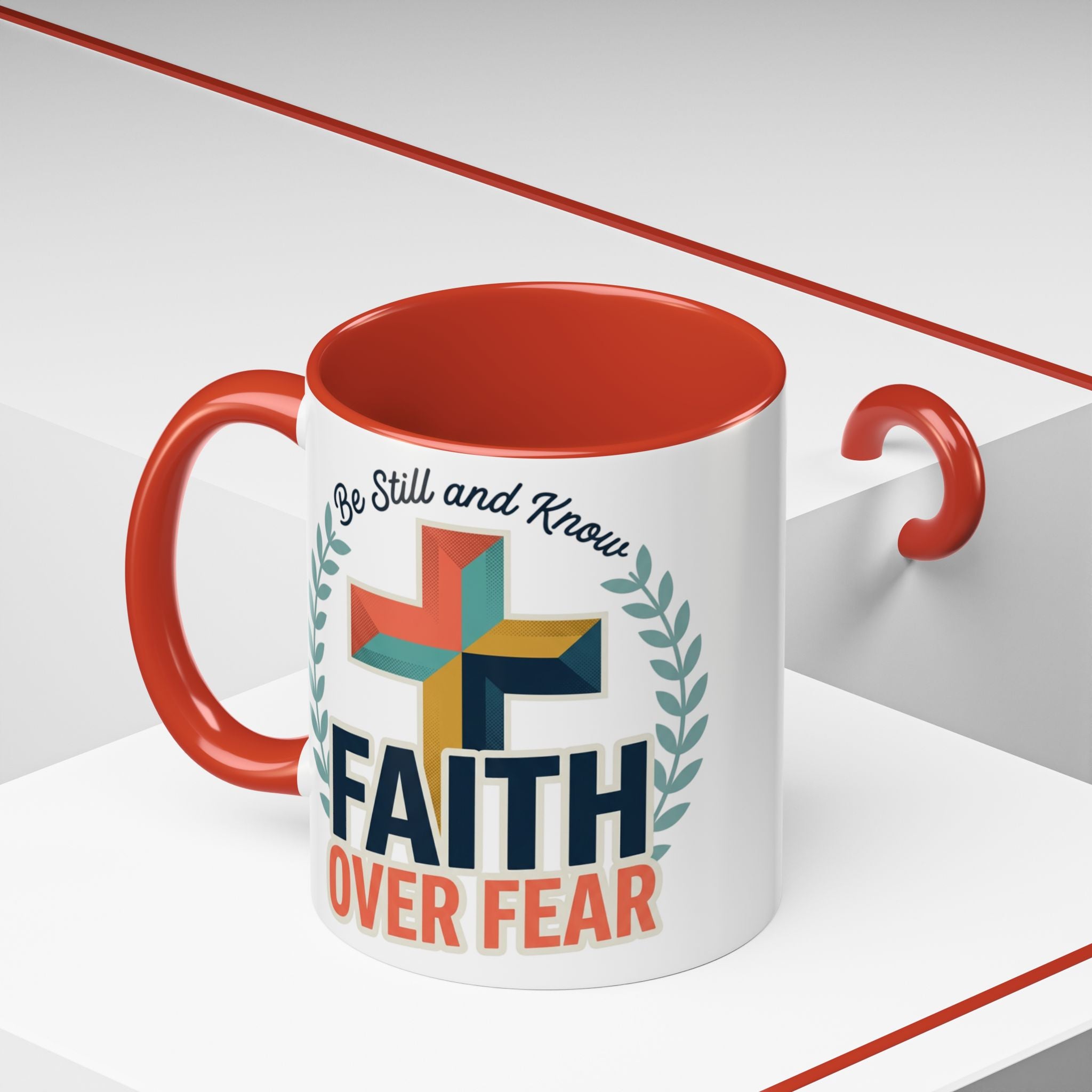 Faith Over Fear Accent Coffee Mug – Christian Inspirational 11/15oz
