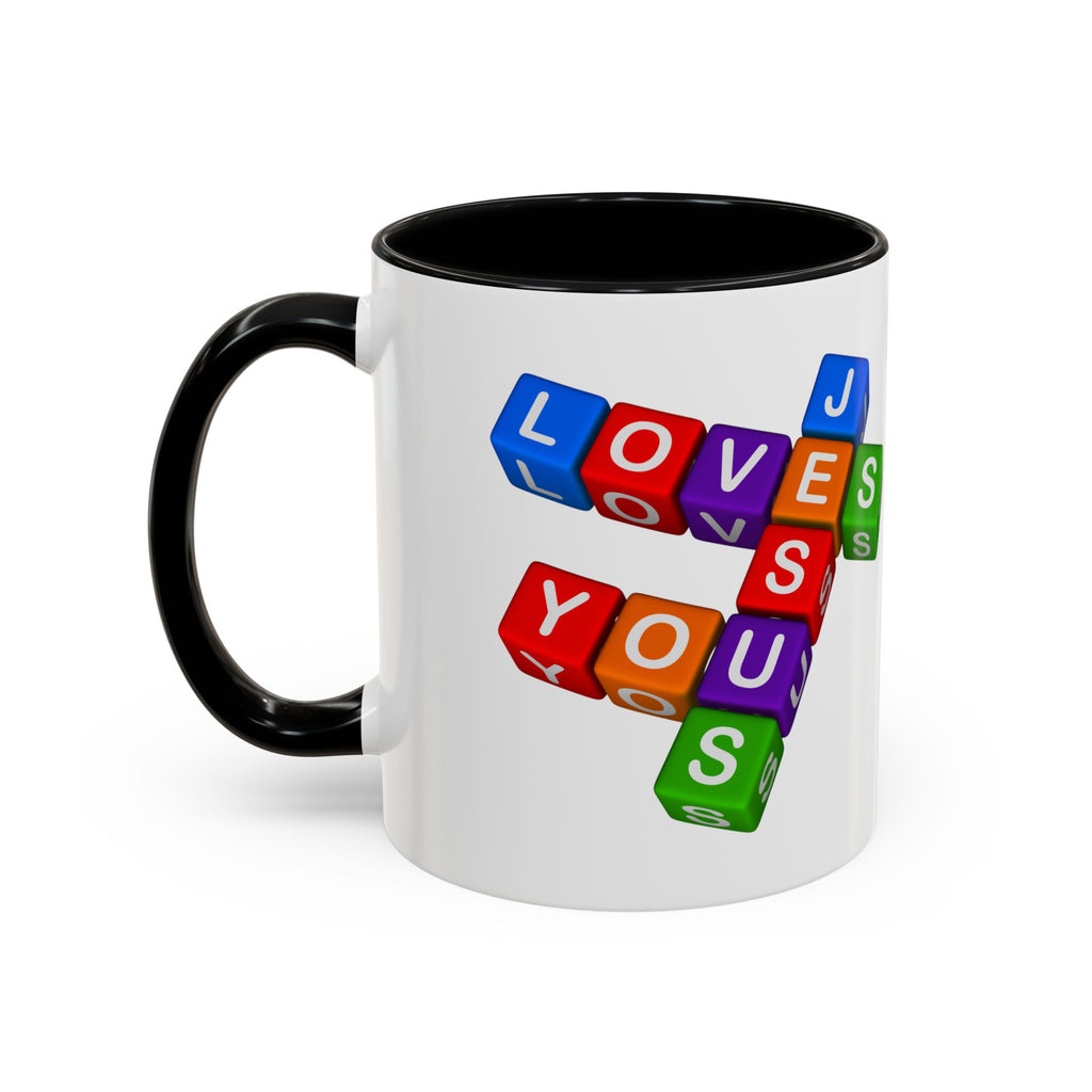 Colorful Letter Blocks 'Jesus Loves You' Mug | Accent Coffee Mug