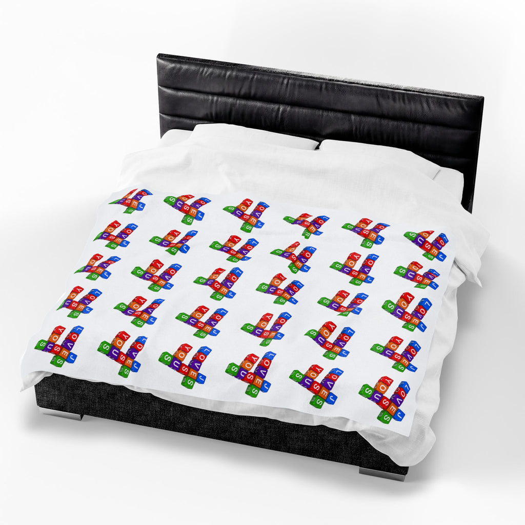 Jesus Loves You Velveteen Blanket | Monochrome Religious Throw