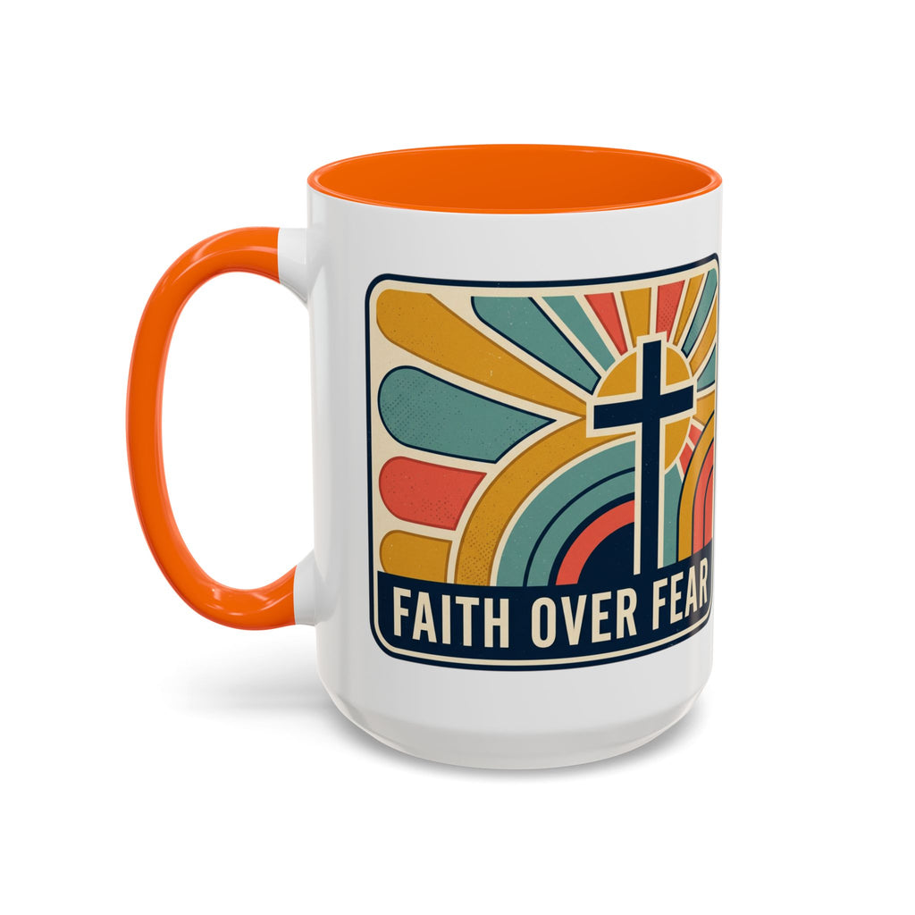 Faith over fear Retro Script Mug | Accent Coffee Mug