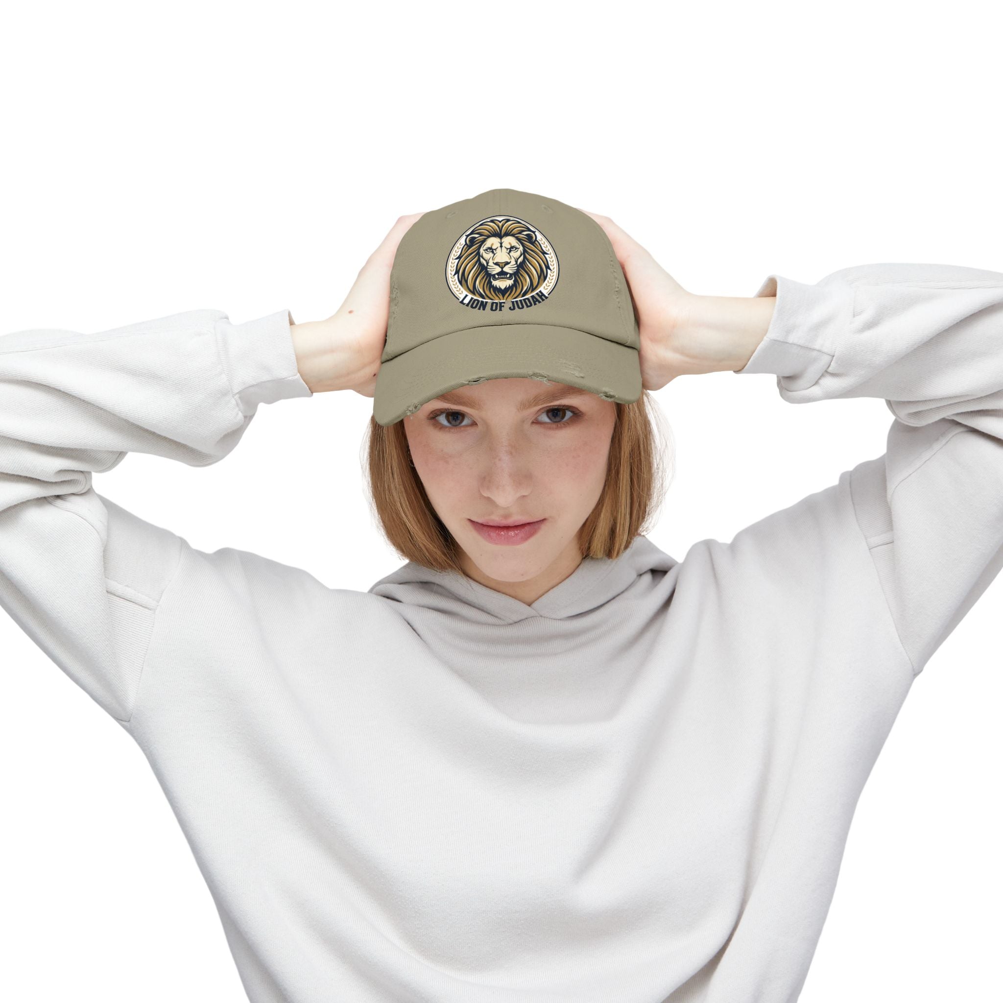 Lion of Judah Distressed Baseball Cap — Vintage Christian Hat