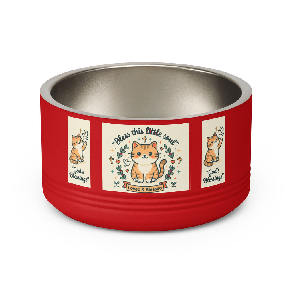Cute Cat Pet Bowl — "Bless this little soul" 18oz Stainless Steel Bowl
