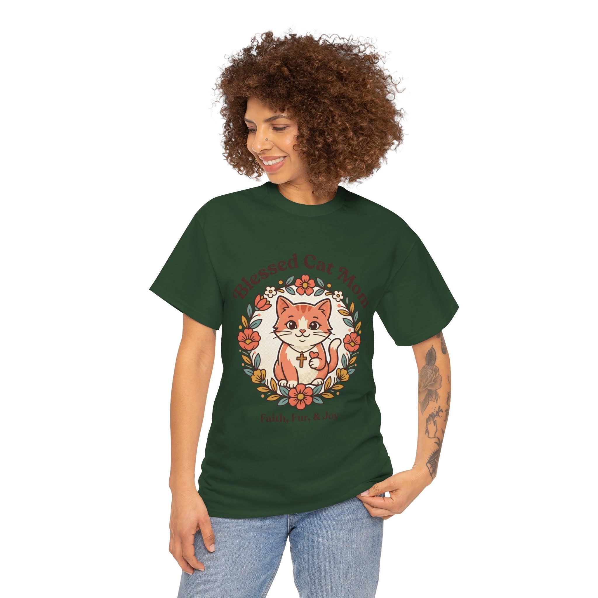 Blessed Cat Mom T-Shirt – Faith, Fur & Joy Floral Cat Mom Tee