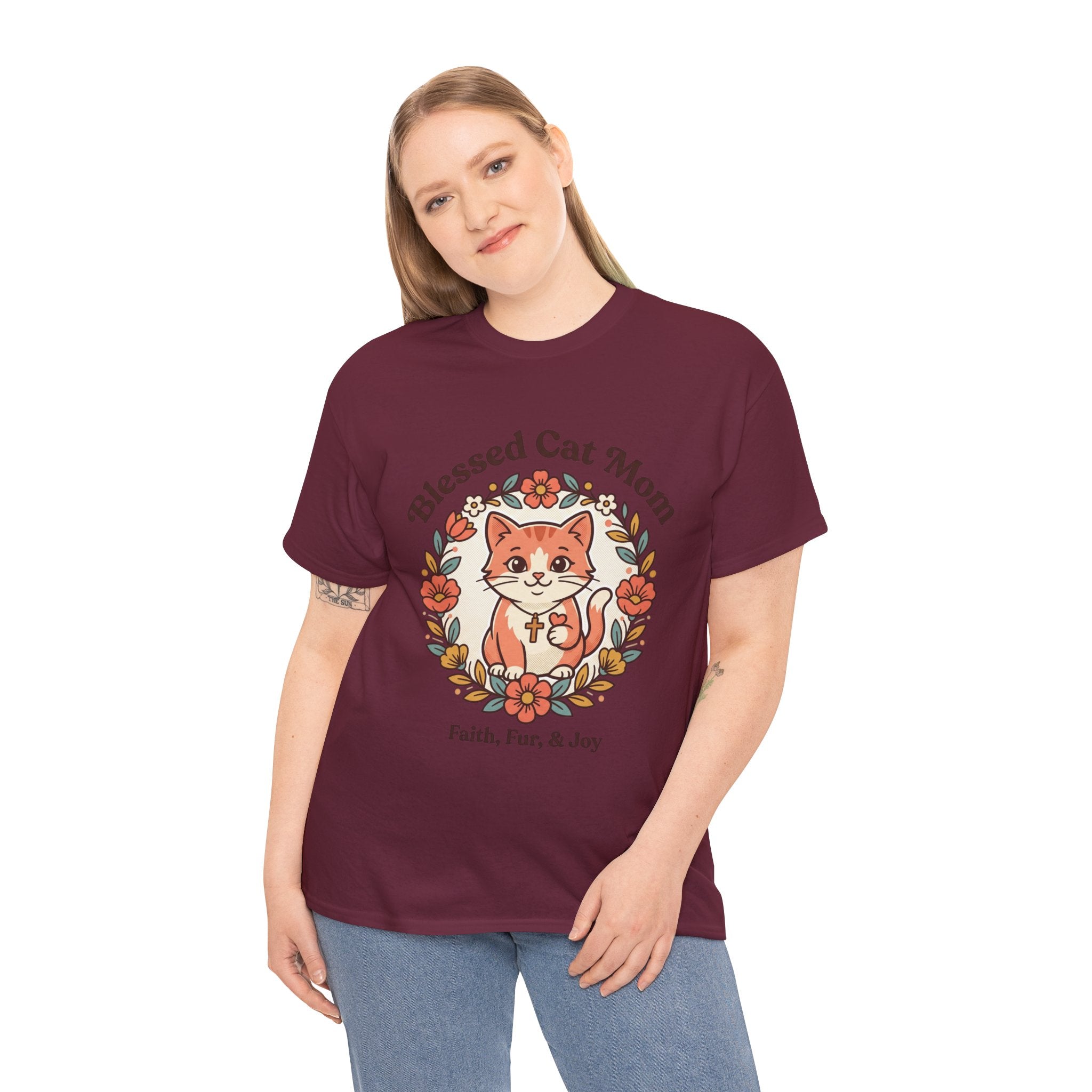 Blessed Cat Mom T-Shirt – Faith, Fur & Joy Floral Cat Mom Tee