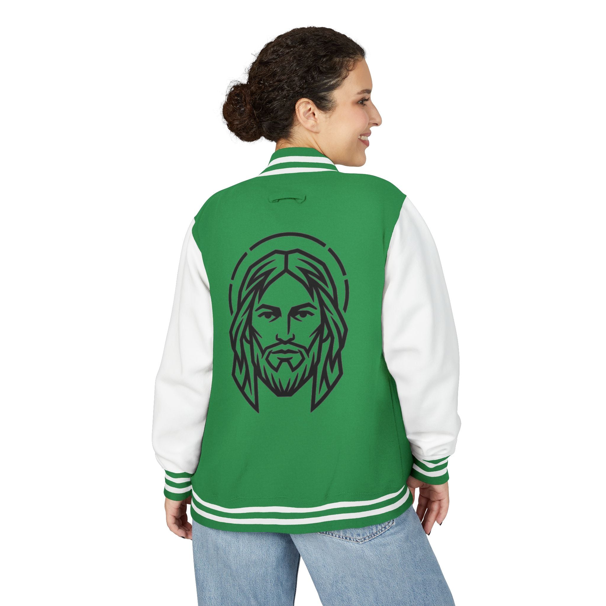Christ Emblem Letterman Jacket | Red White Varsity