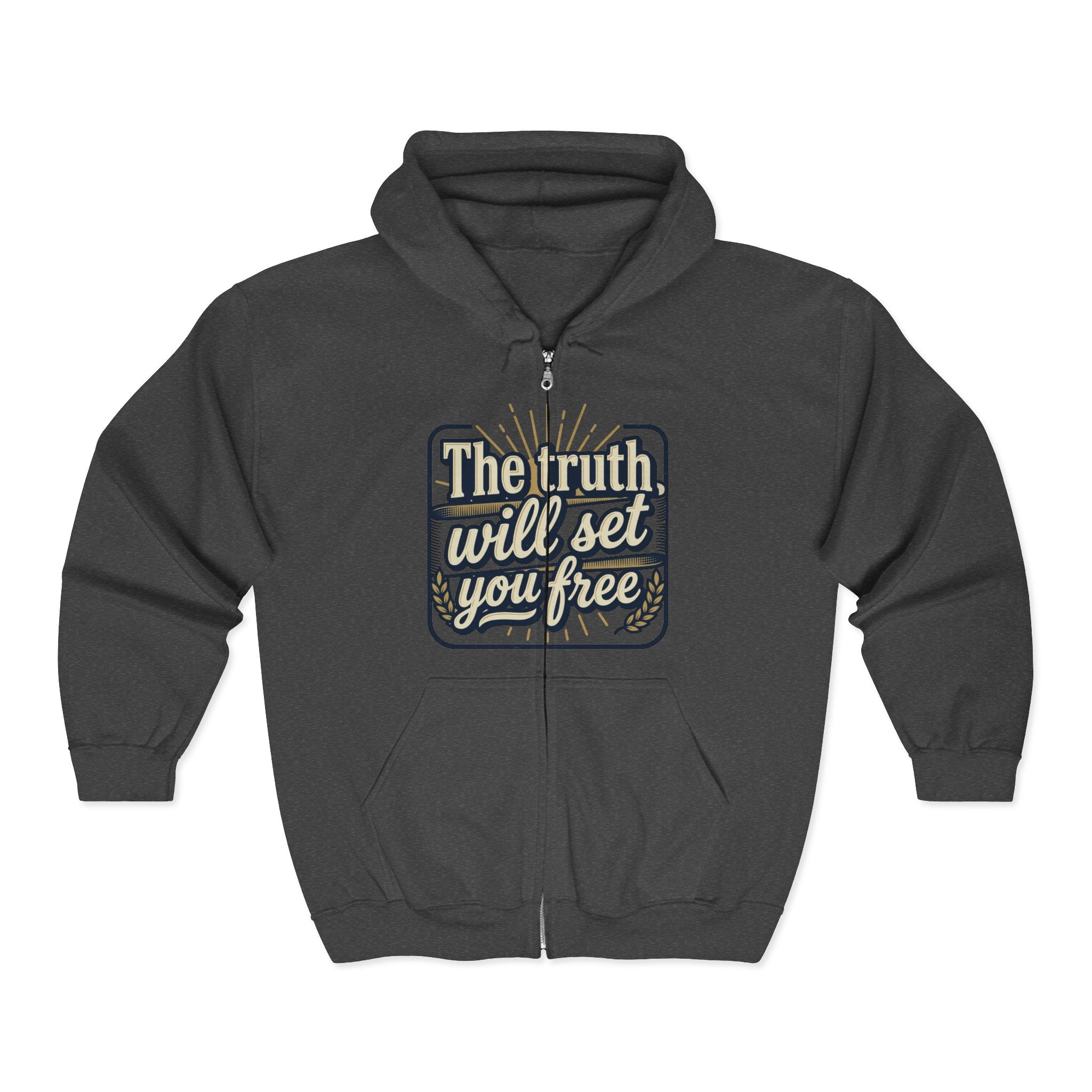 Zip Hoodie — “The truth will set you free” Inspirational Graphic Zip-Up