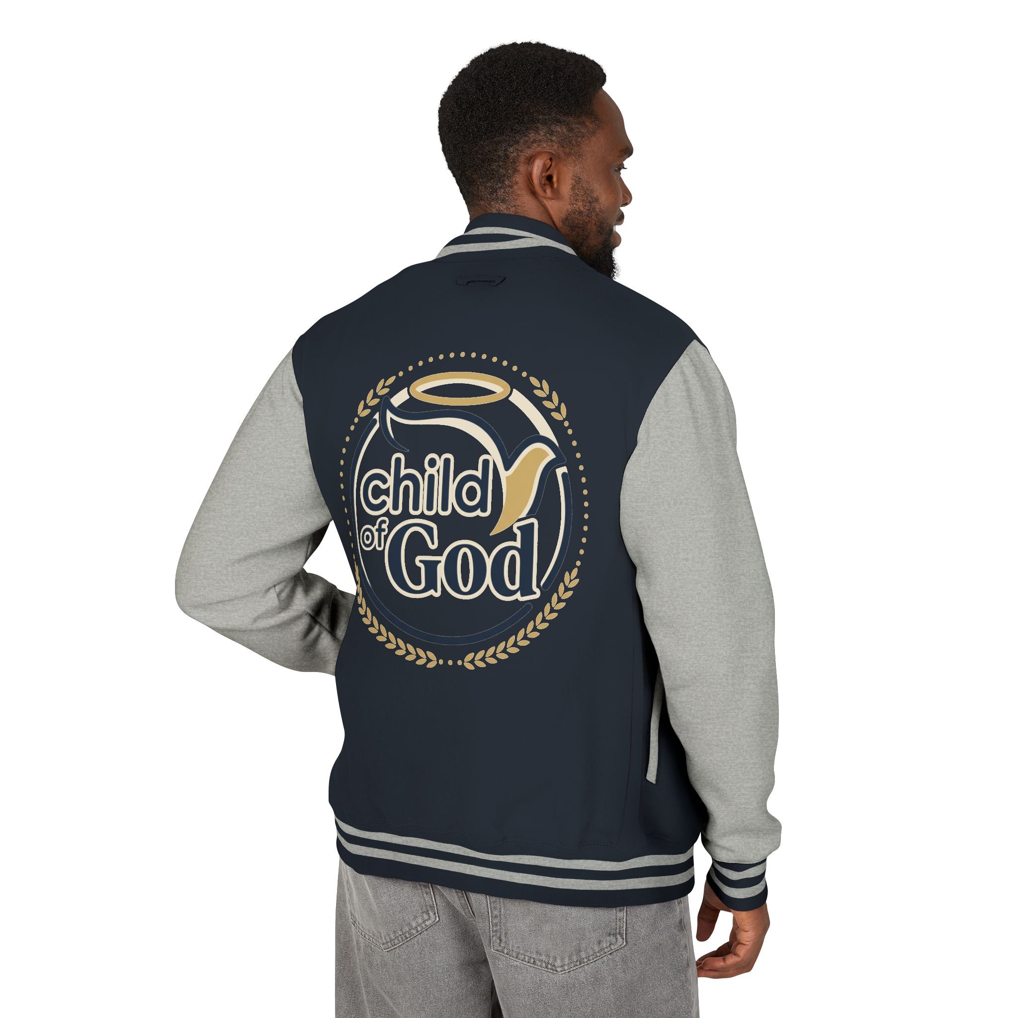 Child of God Emblem Letterman Jacket | Red White Varsity