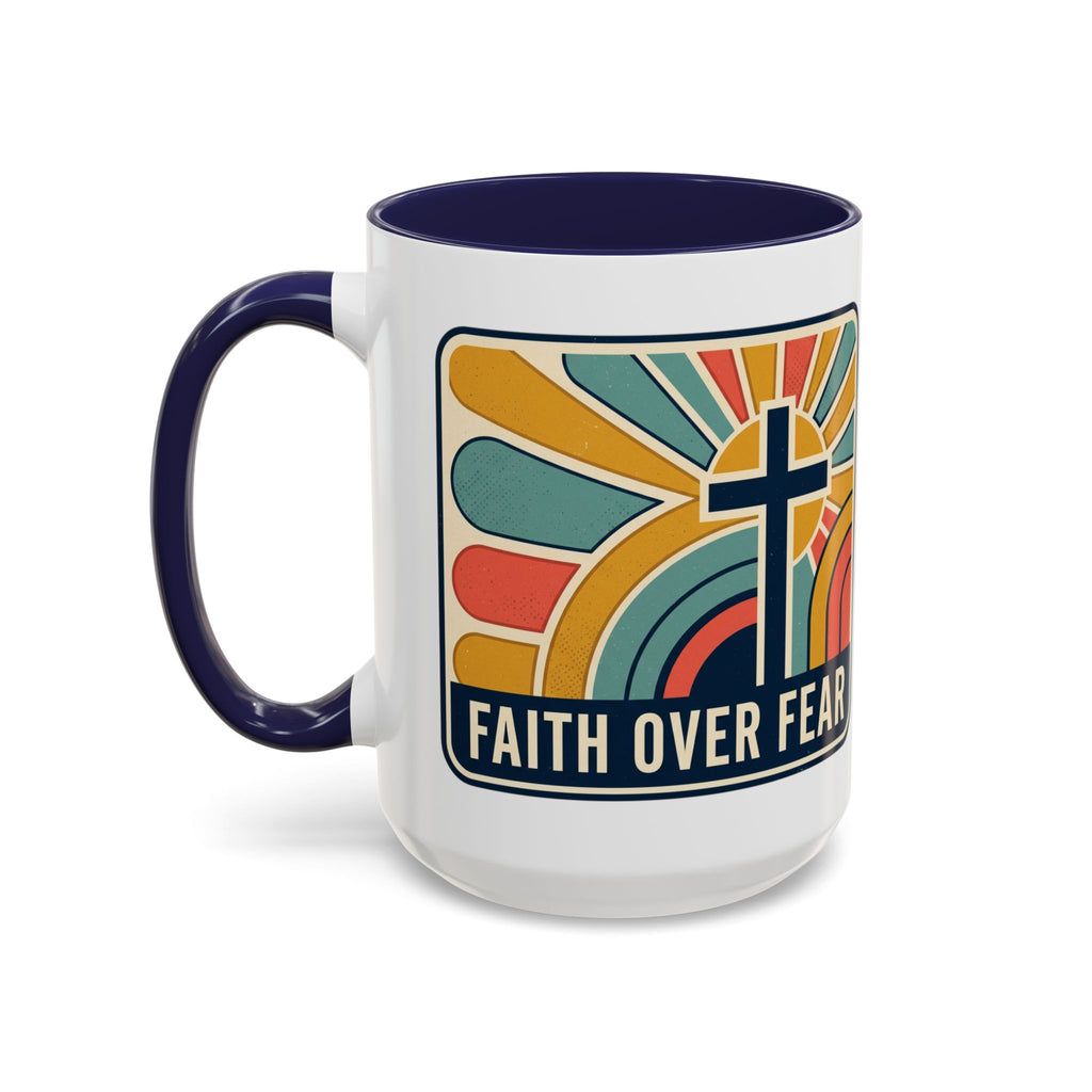 Faith over fear Retro Script Mug | Accent Coffee Mug