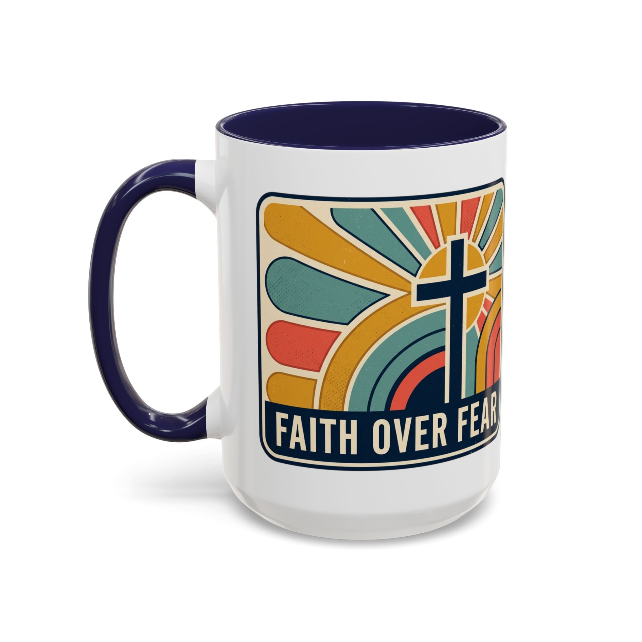 Faith over fear Retro Script Mug | Accent Coffee Mug