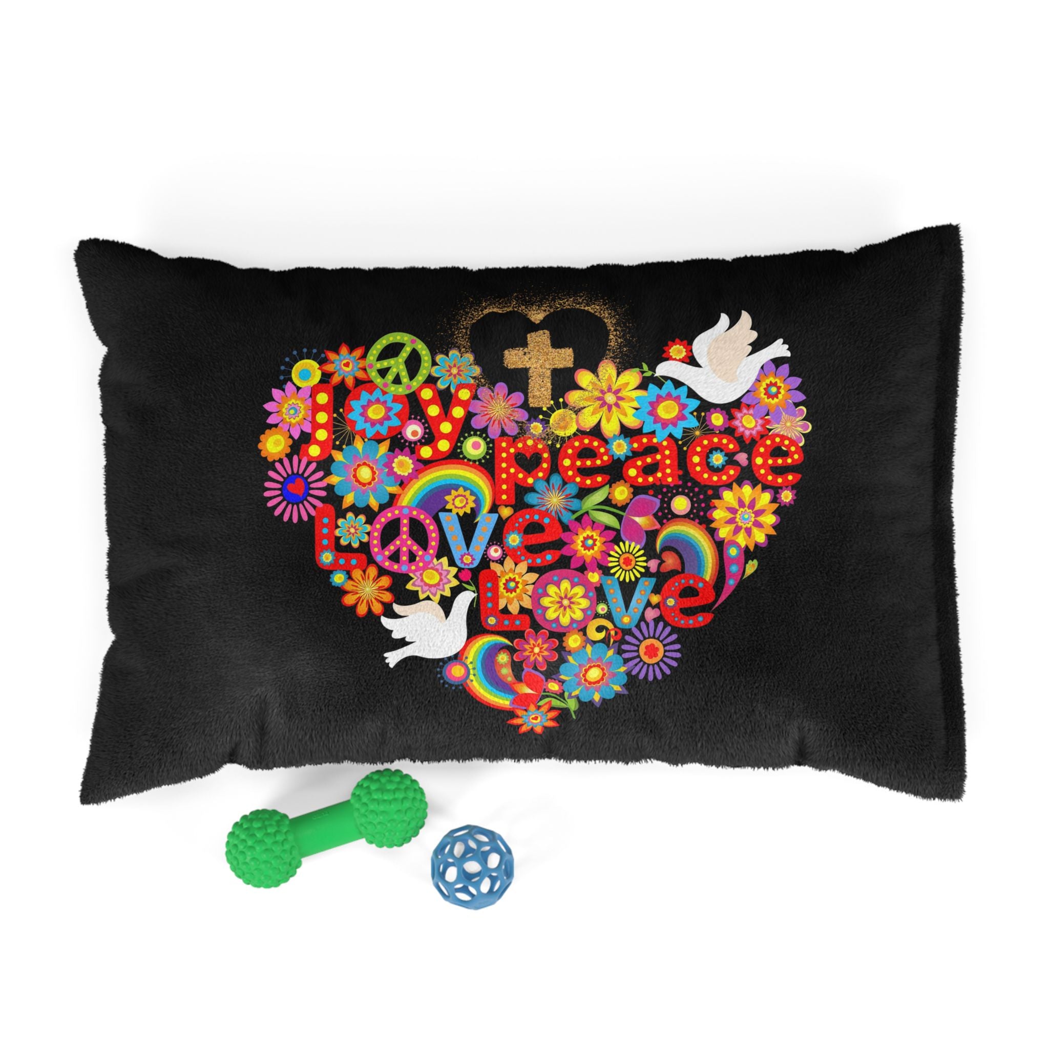 Peace & Love Floral Heart Pet Bed