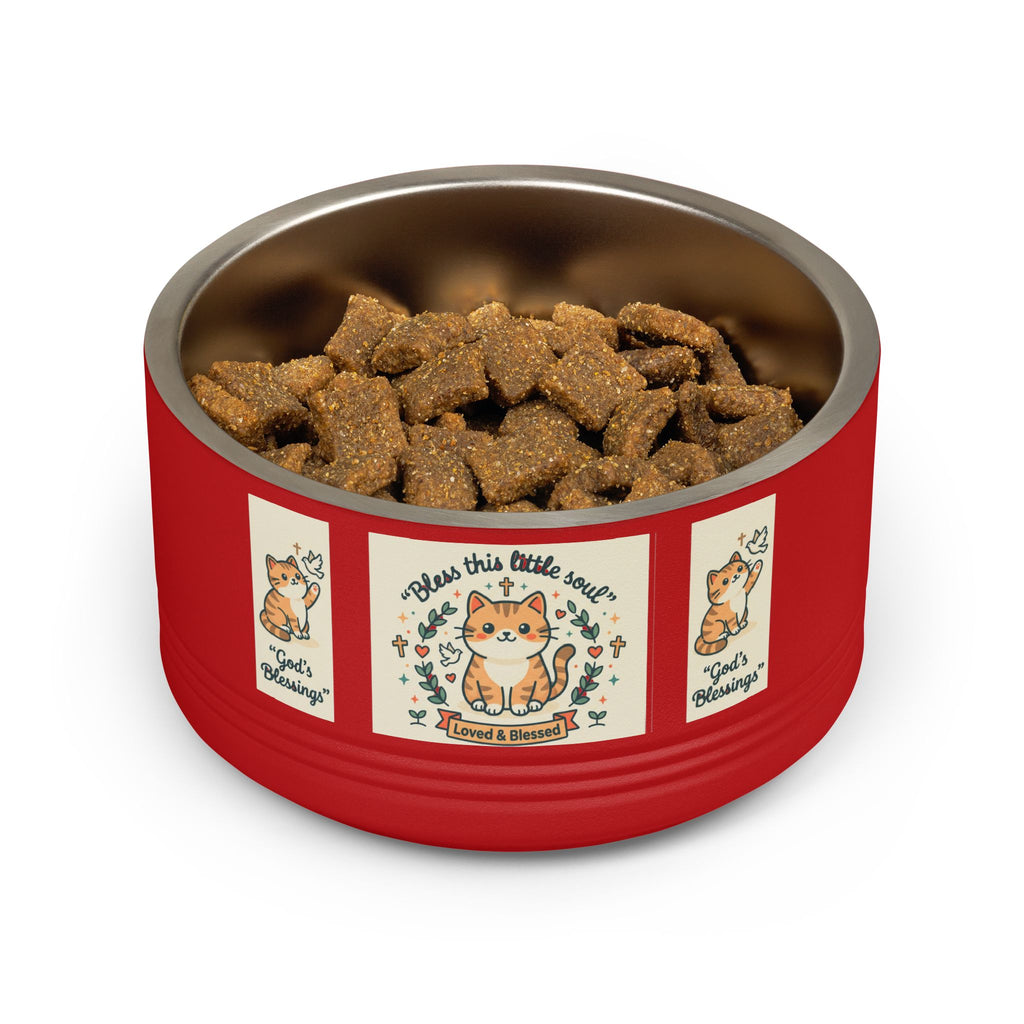 Cute Cat Pet Bowl — "Bless this little soul" 18oz Stainless Steel Bowl