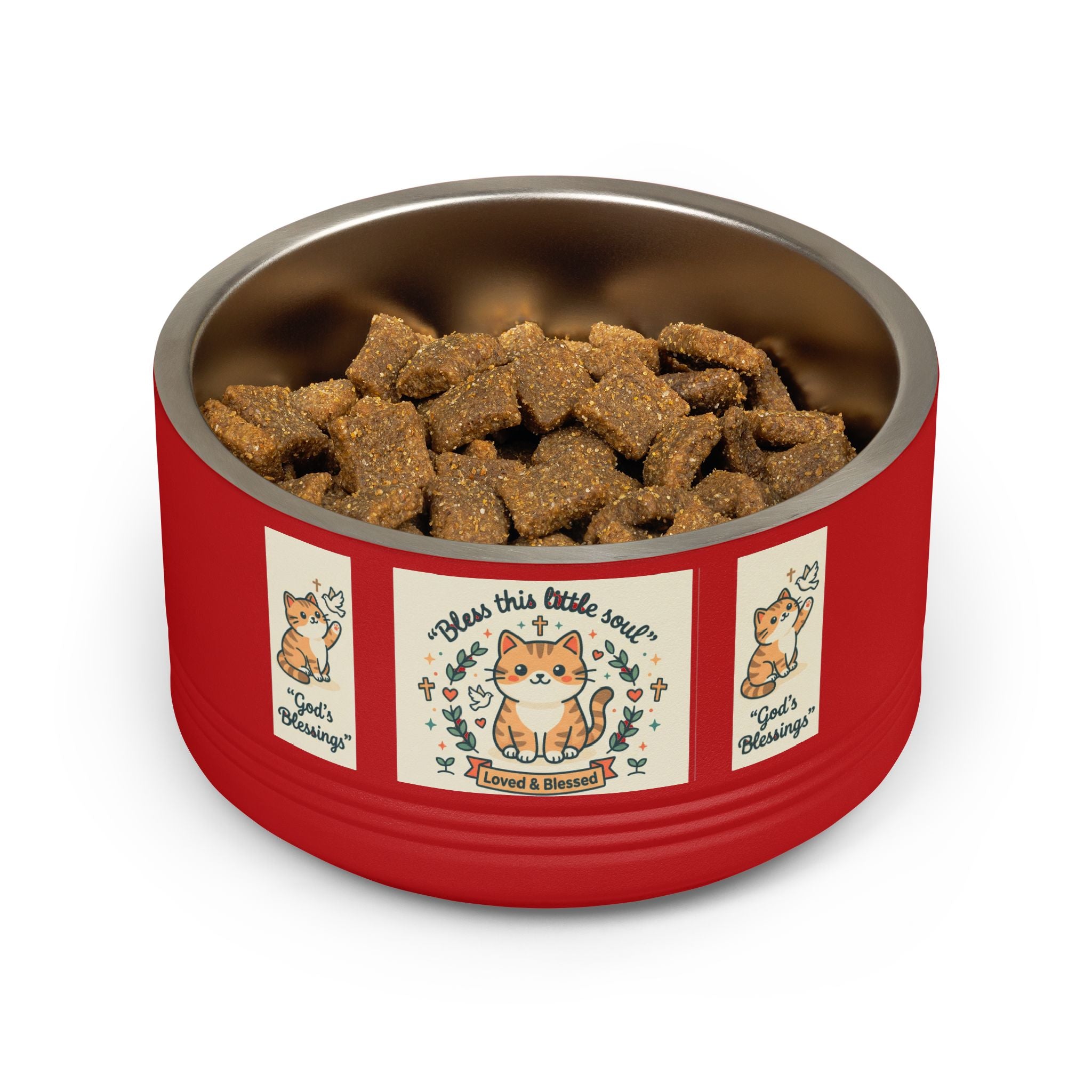 Cute Cat Pet Bowl — "Bless this little soul" 18oz Stainless Steel Bowl