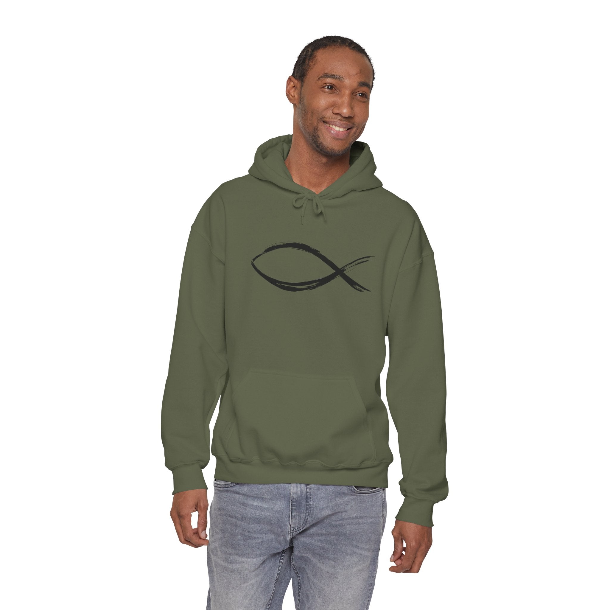 Christian Fish Symbal Heavy Blend™ Hooded Sweatshirt