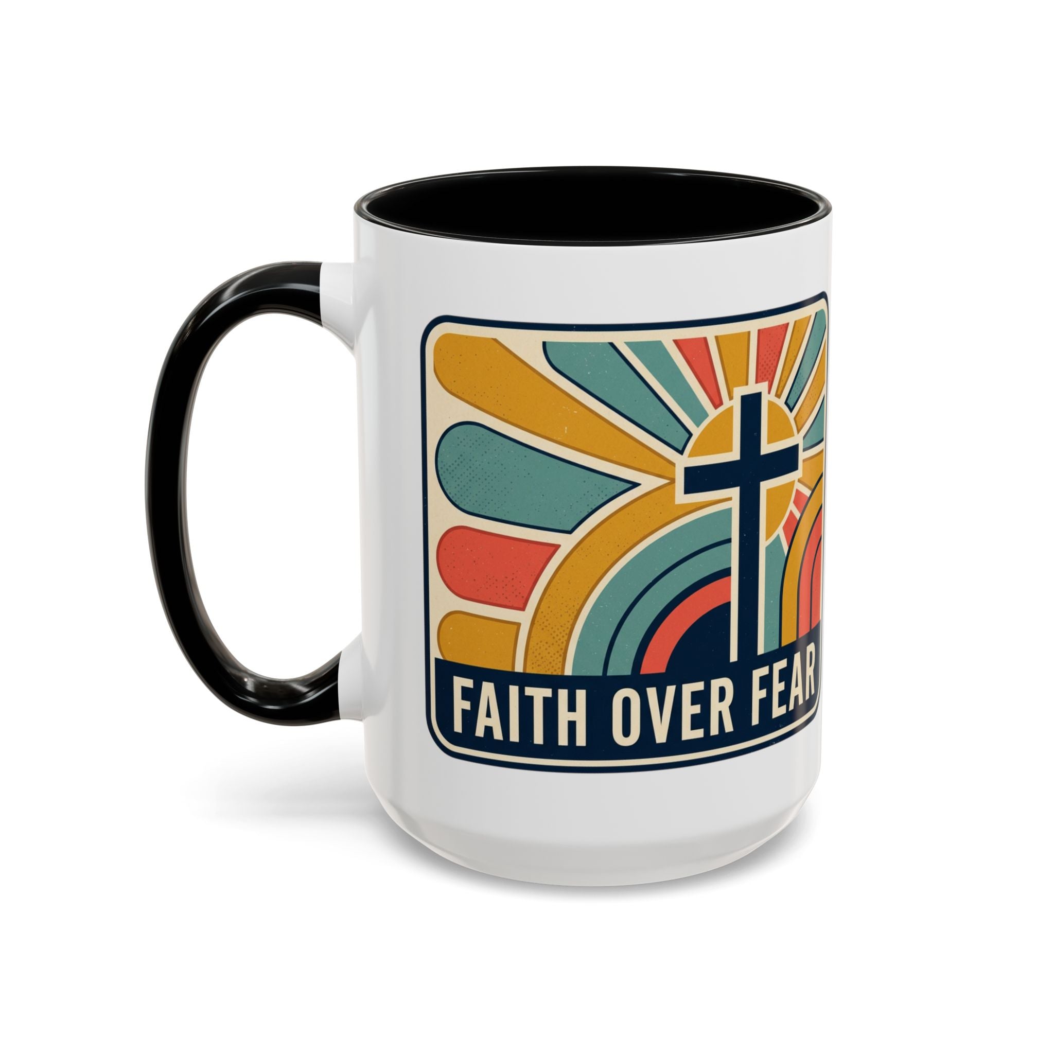 Faith over fear Retro Script Mug | Accent Coffee Mug