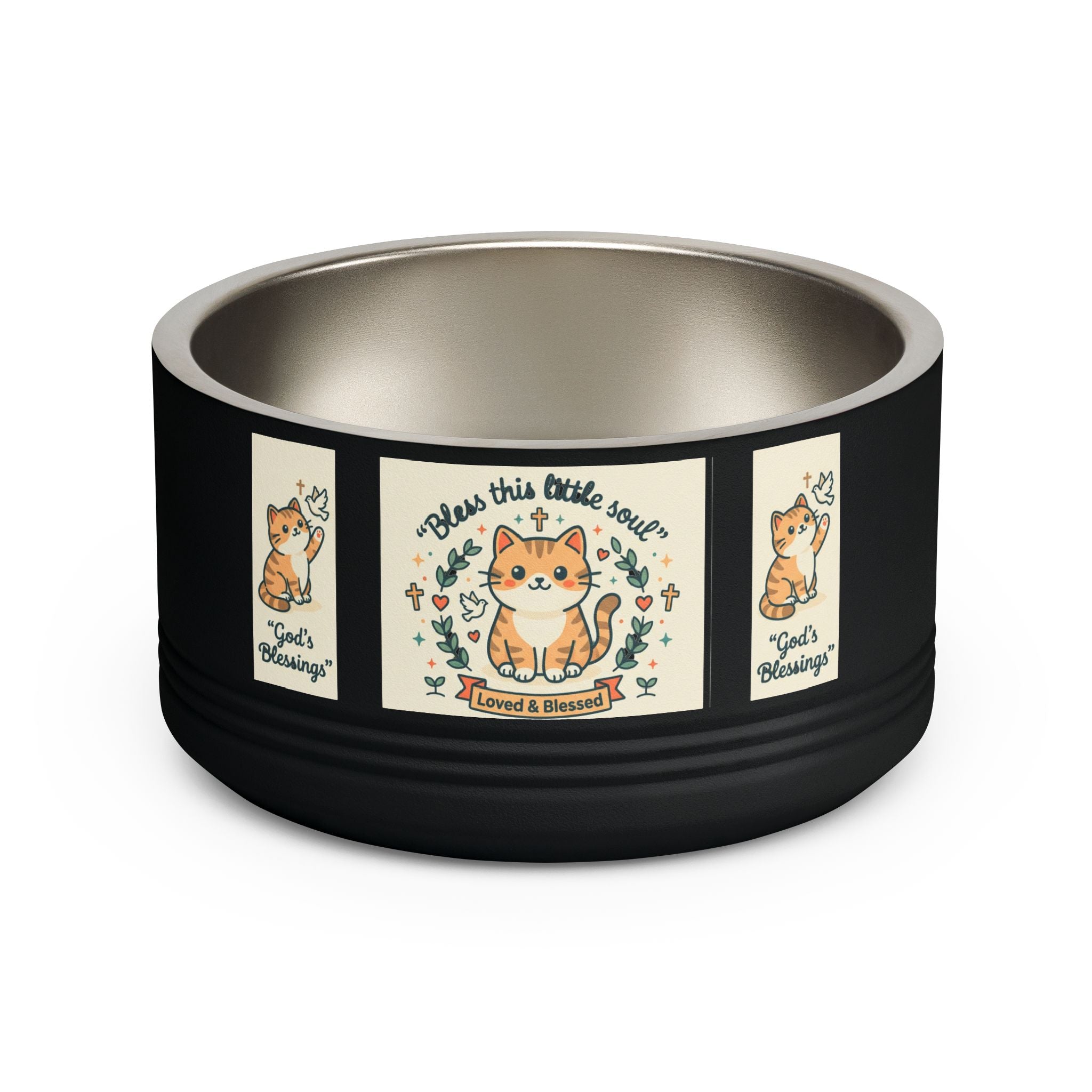 Cute Cat Pet Bowl — "Bless this little soul" 18oz Stainless Steel Bowl