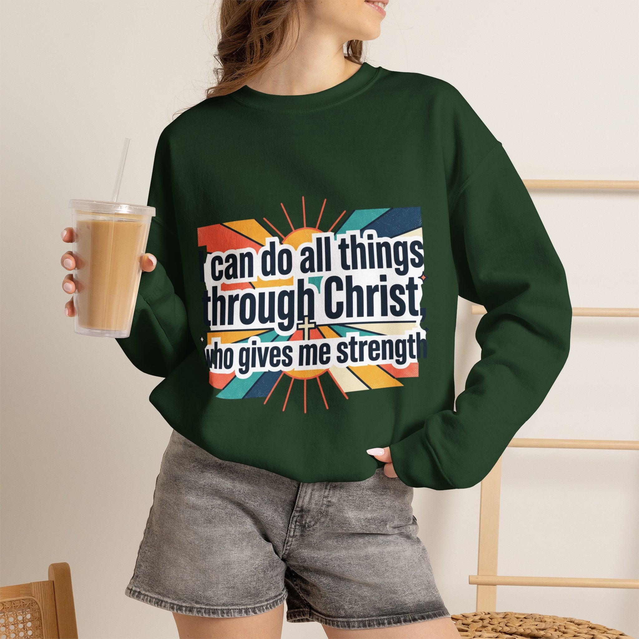 All things through Christ Christian Heavy Blend™ Crewneck Sweatshirt